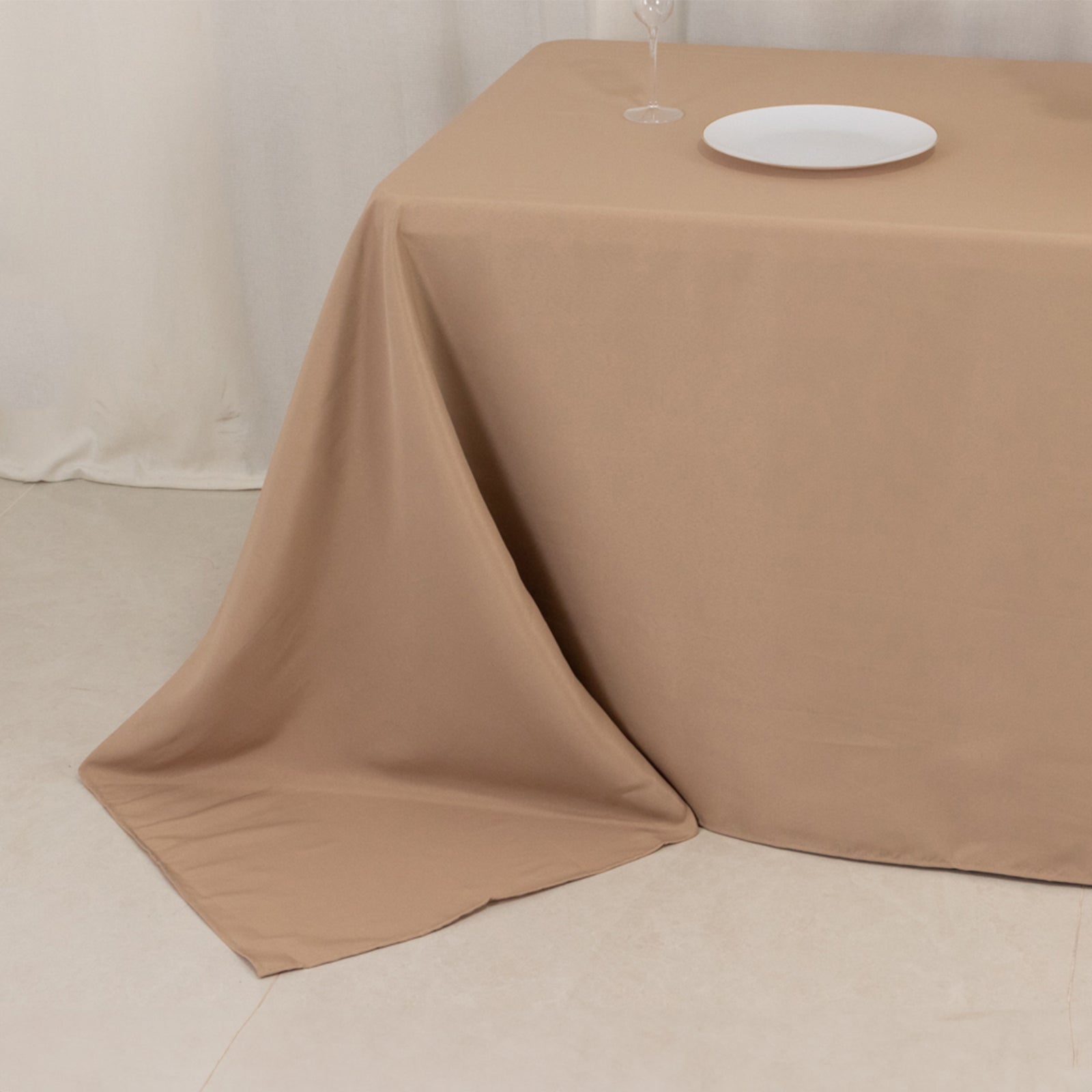 Premium Polyester 90x132 Rectangle Tablecloth Nude - Seamless 220GSM Stain-Resistant Table Cover