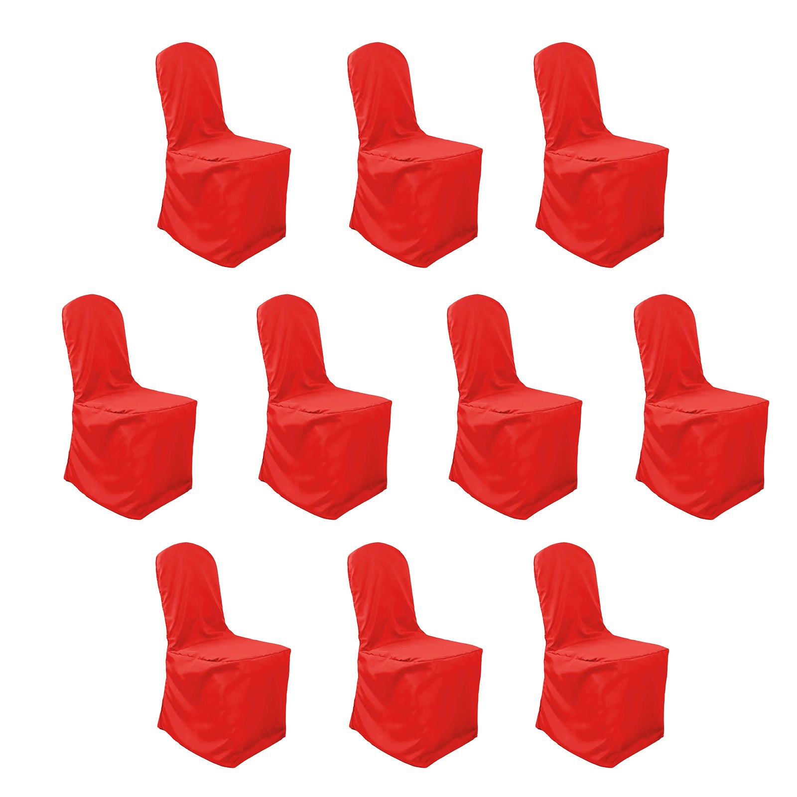 10 Pack Polyester Chair Cover for Banquet Chairs Red - Stain-Resistant Reusable Slip-On Slipcover