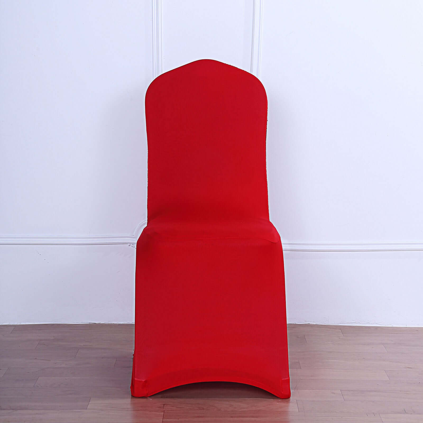 Spandex Chair Cover with Metallic Shimmer Tinsel Back for Banquet Chairs Red - Fitted Slipcover