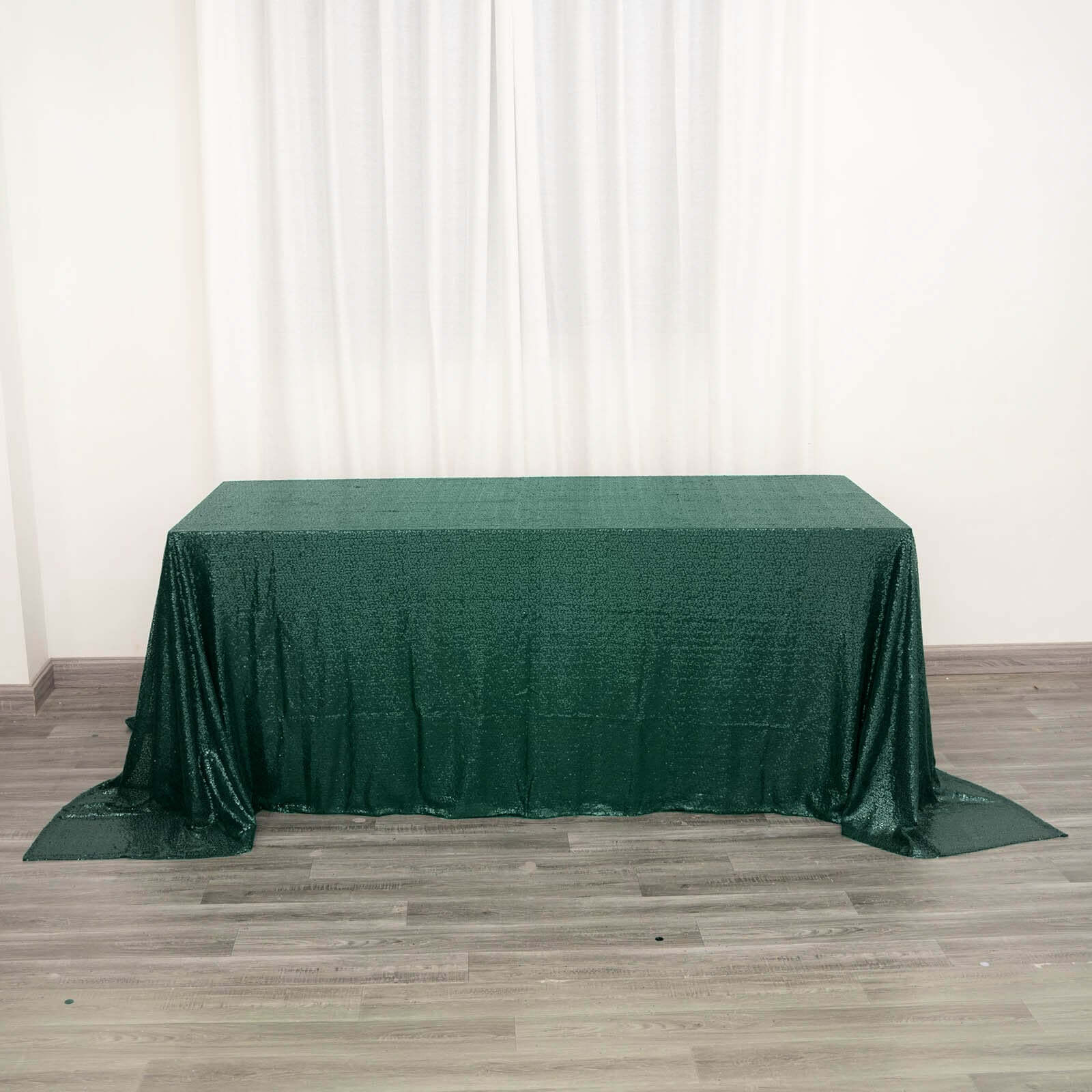 Sequin 90x132 Rectangle Tablecloth Hunter Emerald Green - Seamless Sparkly Table Cover