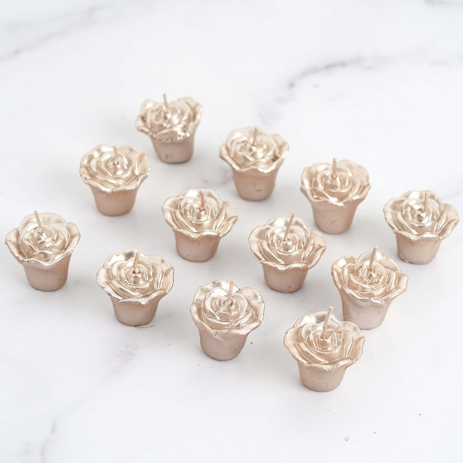 12-Pack Mini Floating Candles Rose Flower Design Rose Gold - Wedding Vase Fillers for Decor 1