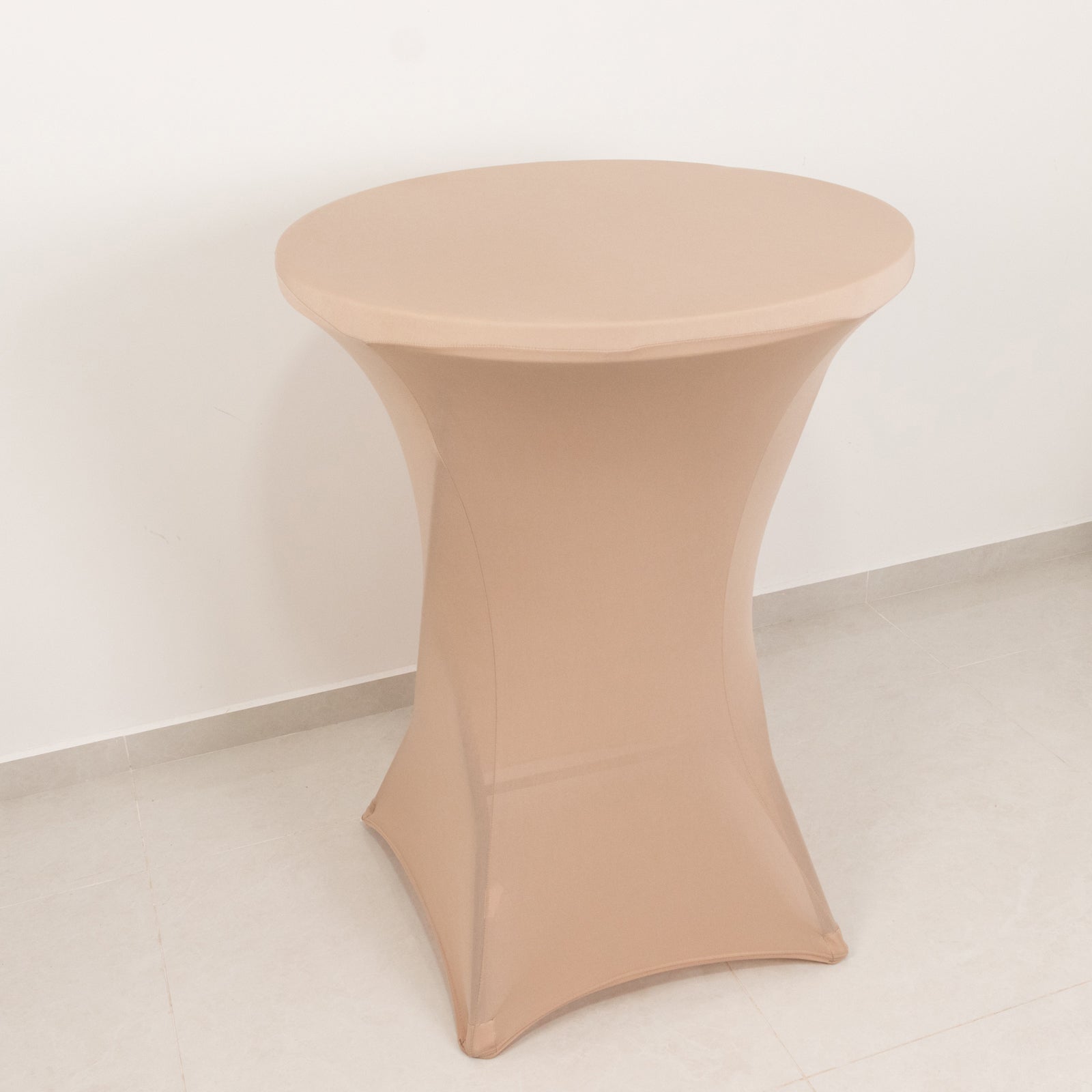 Spandex 24-32 Round Cocktail Table Cover Nude - Easy to Maintain Stretch Fitted Highboy Tablecloth