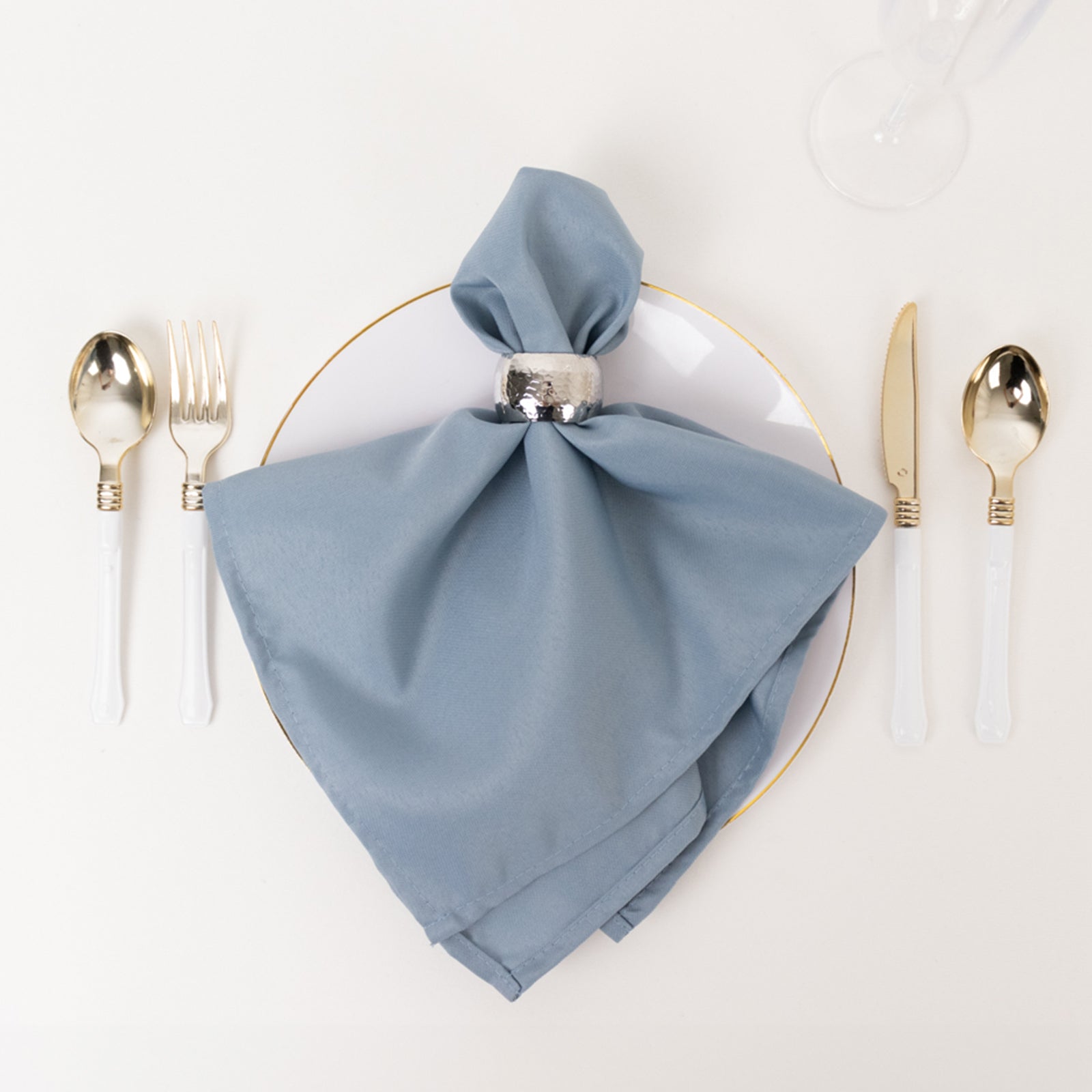 5 Pack Premium Polyester 20x20 Napkins Dusty Blue - Wrinkle-Resistant & Durable Dinner Napkins