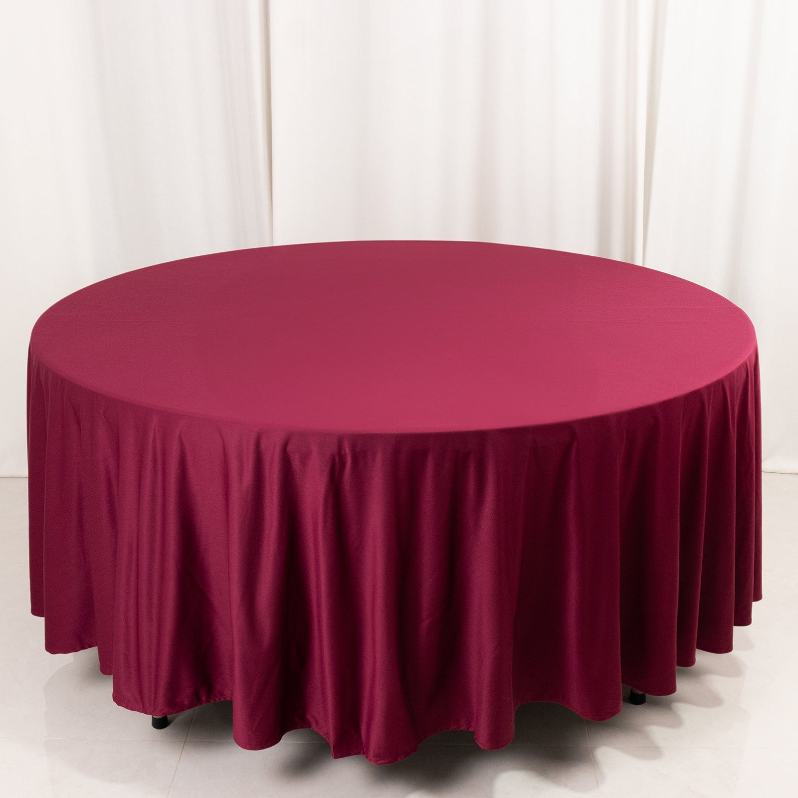 Premium Scuba Round 108 Tablecloth Burgundy - Wrinkle Free & Stain Resistant Table Cover