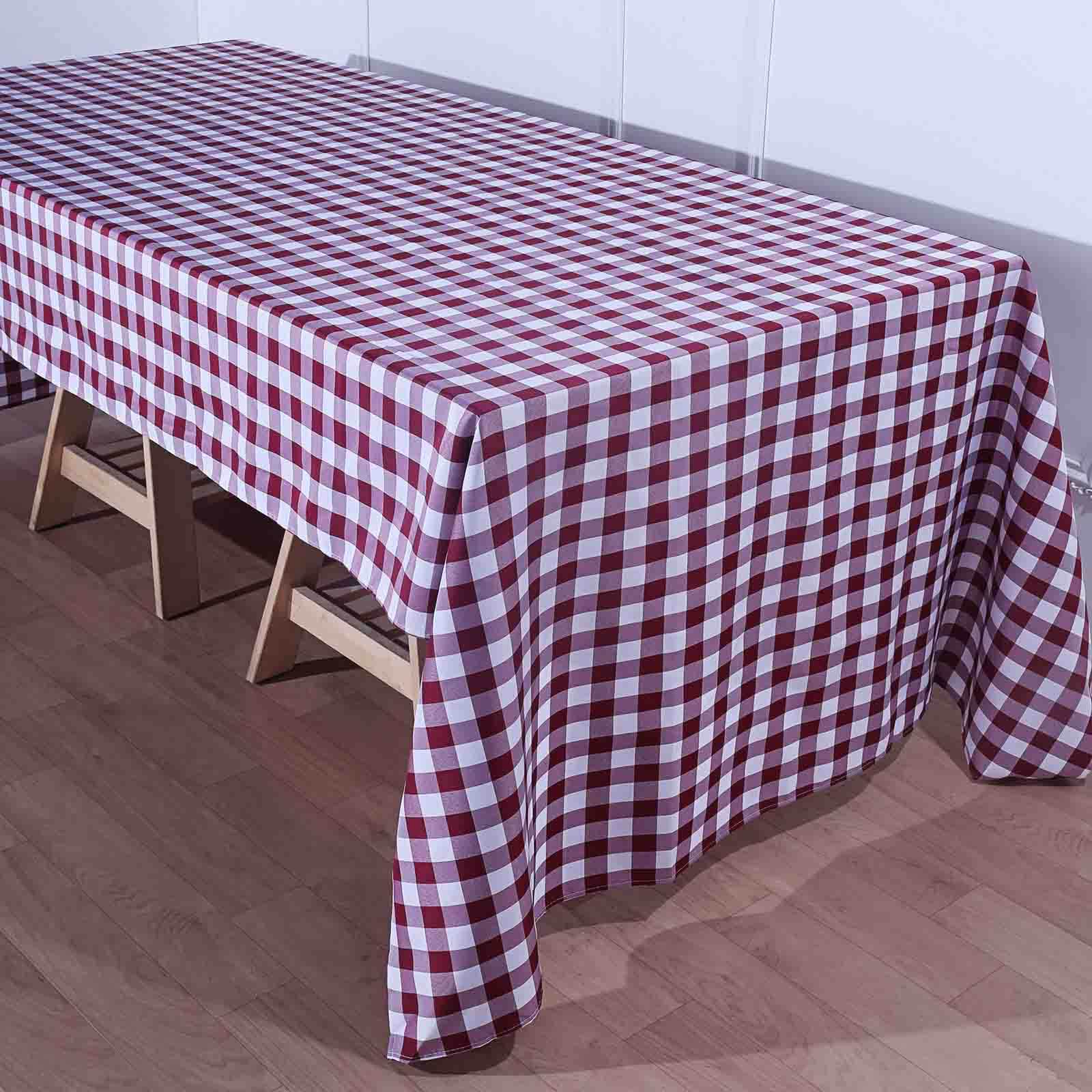 Polyester 60x126 Rectangle Tablecloth White/Burgundy - Buffalo Plaid Checkered Table Cover