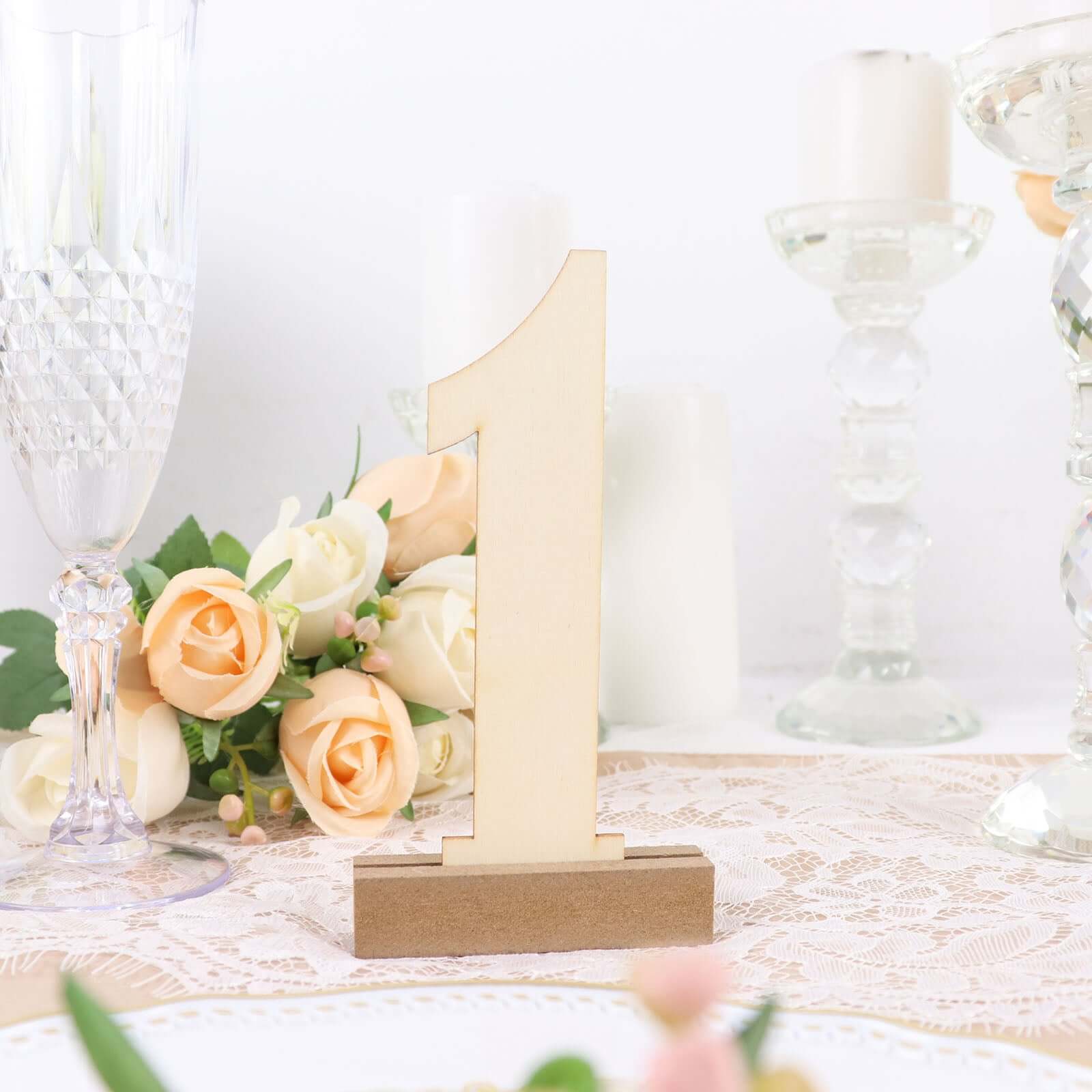 20-Pack Wooden Wedding Table Numbers Natural 1-20 with Holder Base - Perfect Rustic Signs for Receptions 6