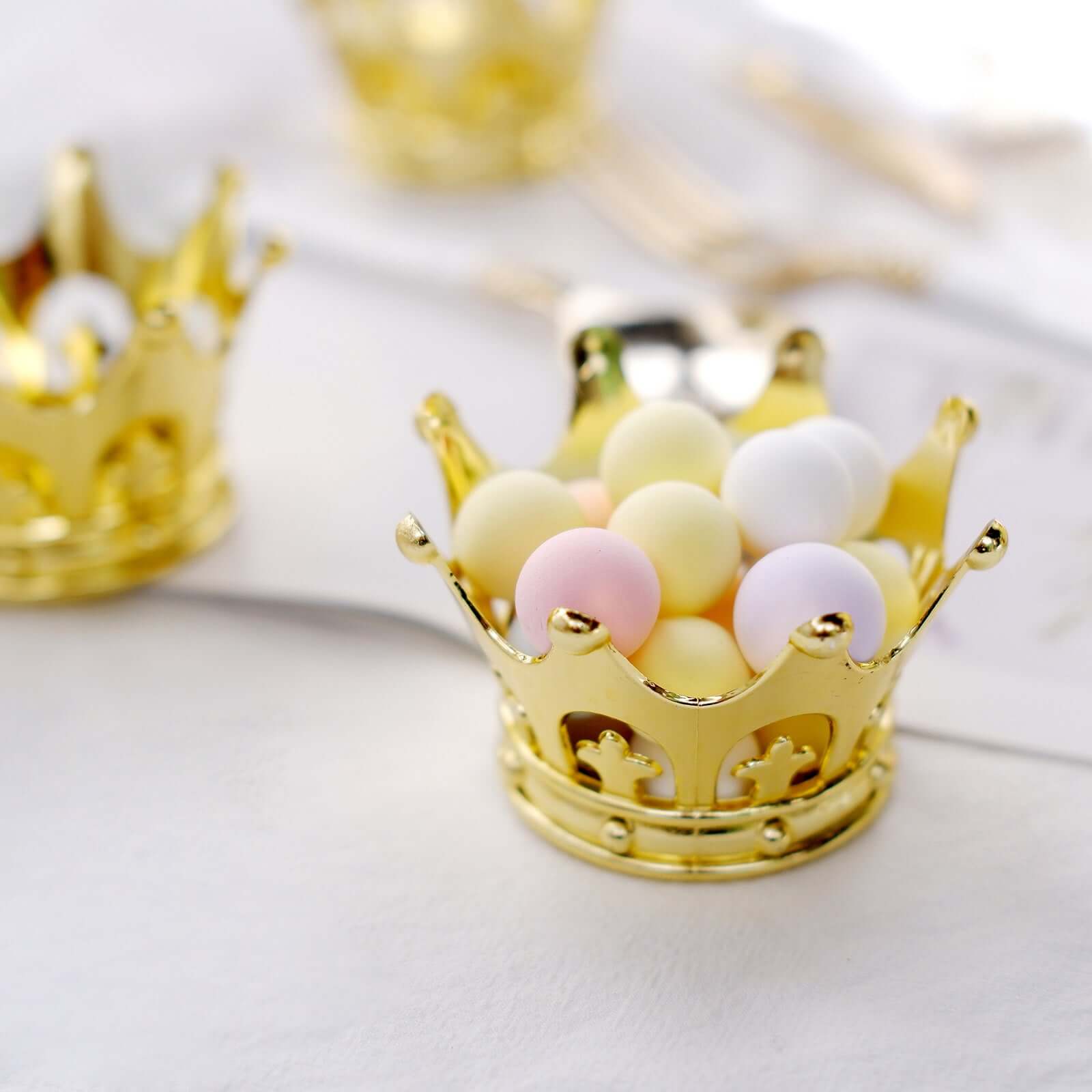 12-Pack Fillable Mini Crown Candy Container Gold - Regal Baby Shower Candy Treat Favor Containers 3