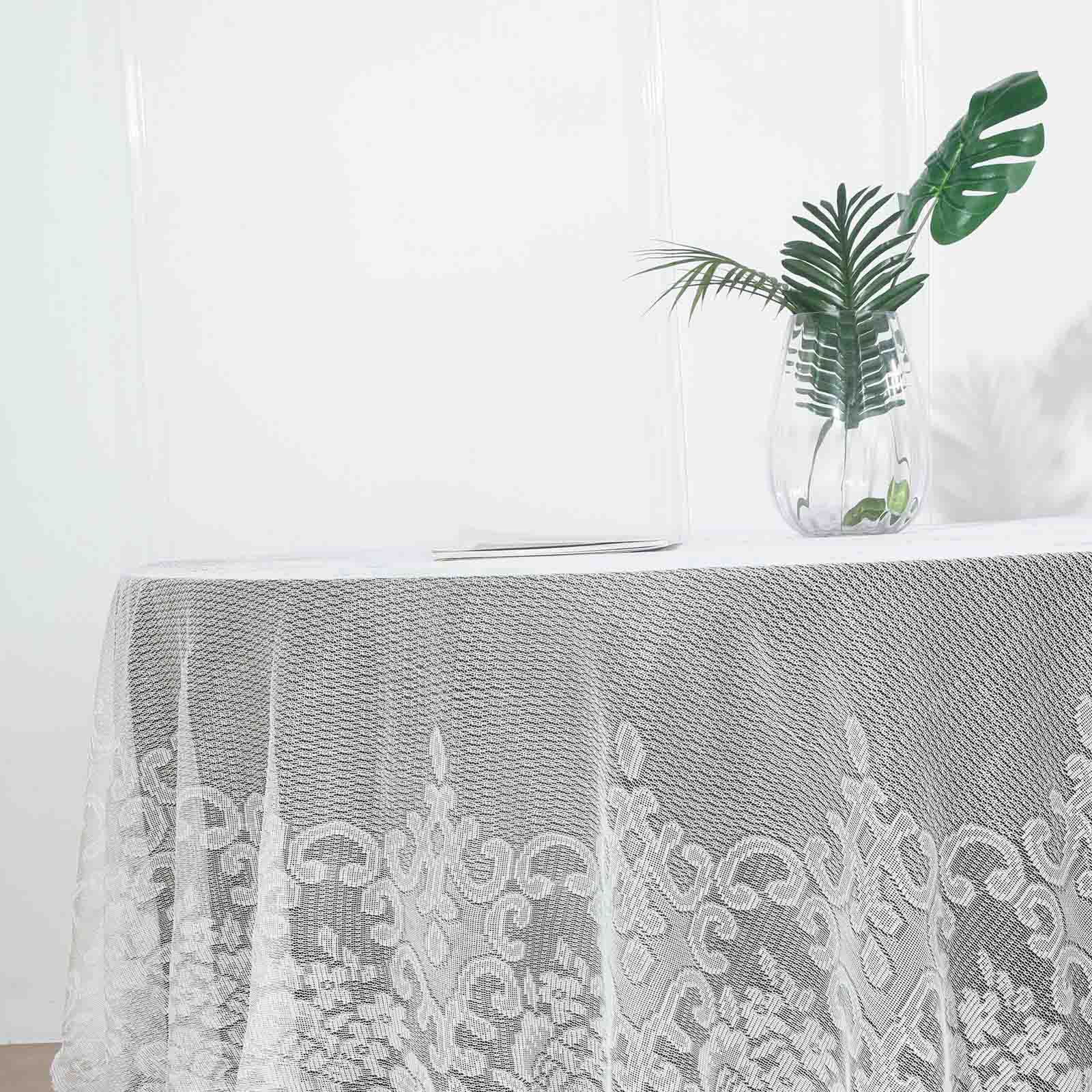 Lace 108 Round Tablecloth Ivory - Premium Design for Formal Table Settings