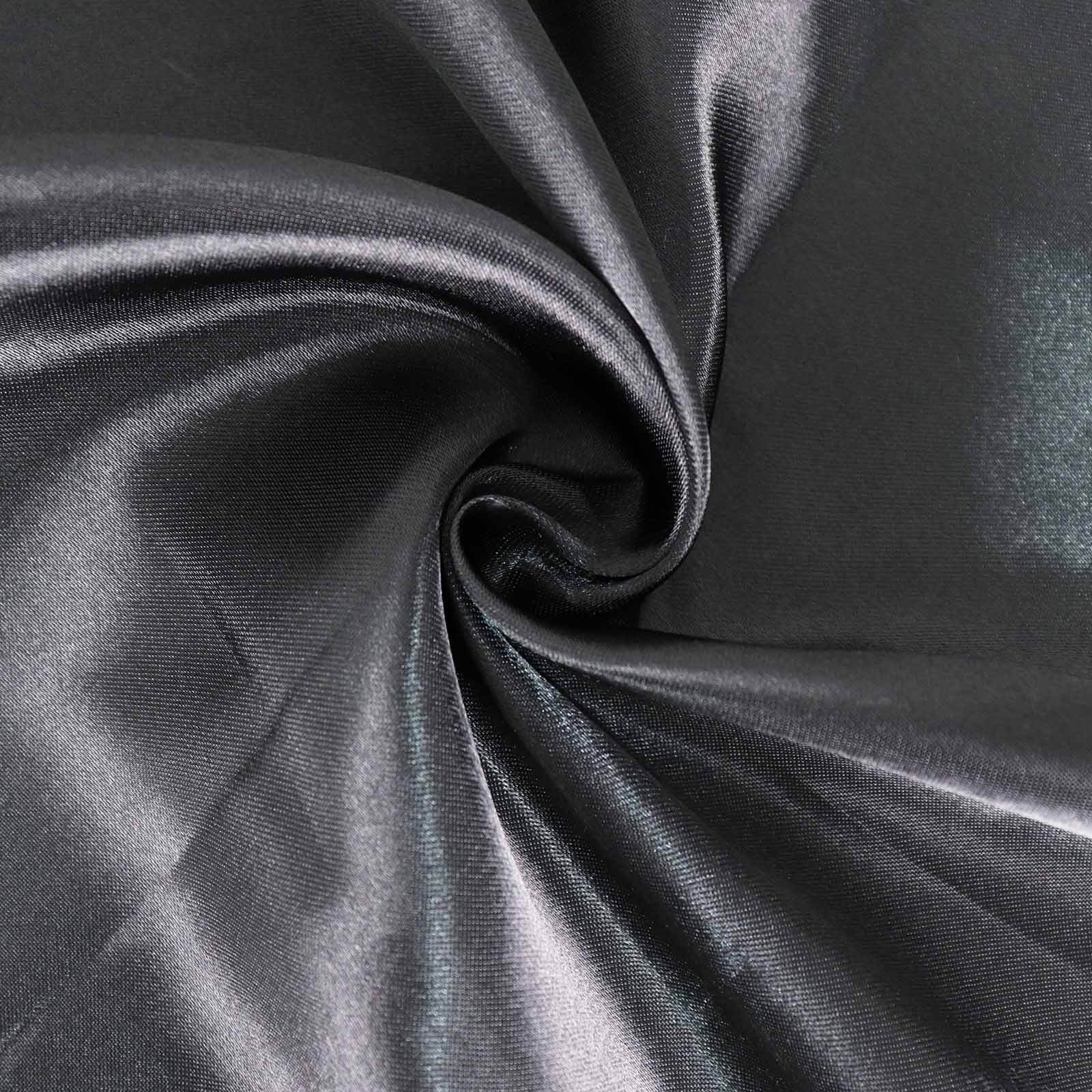 Satin 132 Round Tablecloth Black - Stylish Seamless Table Cover for Weddings & Events