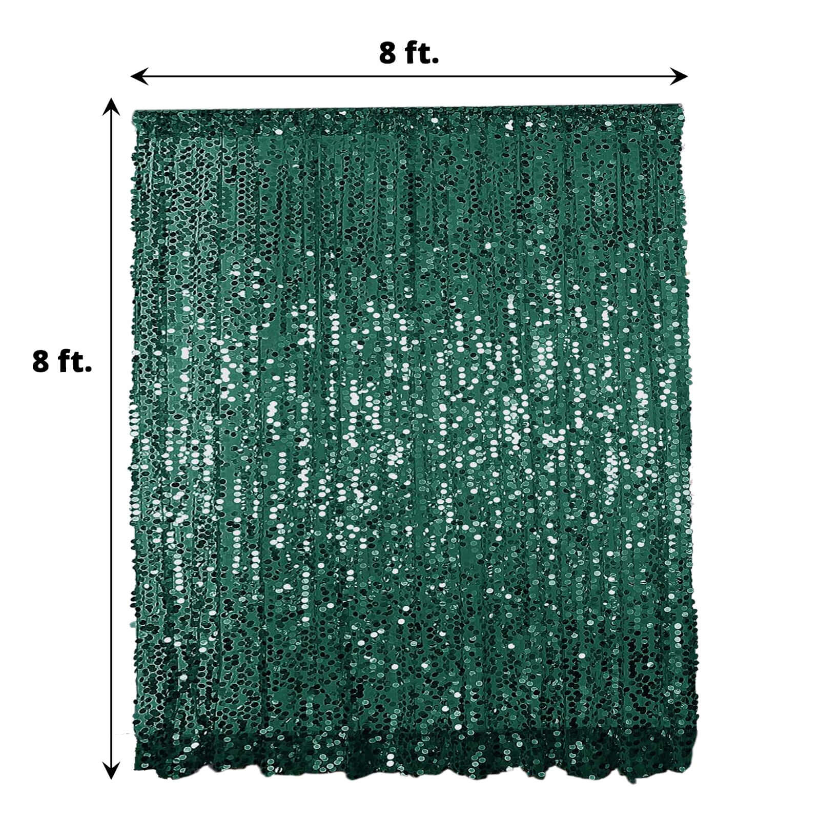 8ftx8ft Hunter Emerald Green Big Payette Sequin Event Curtain Drapes, Backdrop Event Panel