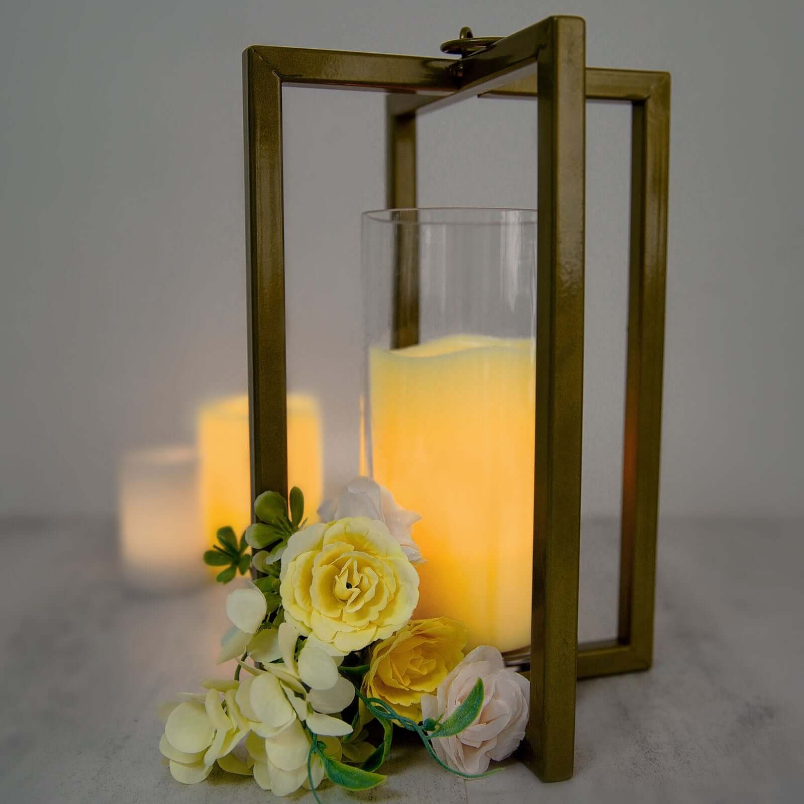 Lantern Candle Holder Gold Metal Geometric Cross Bar Design - Suitable for Modern Home and Event Centerpieces 11