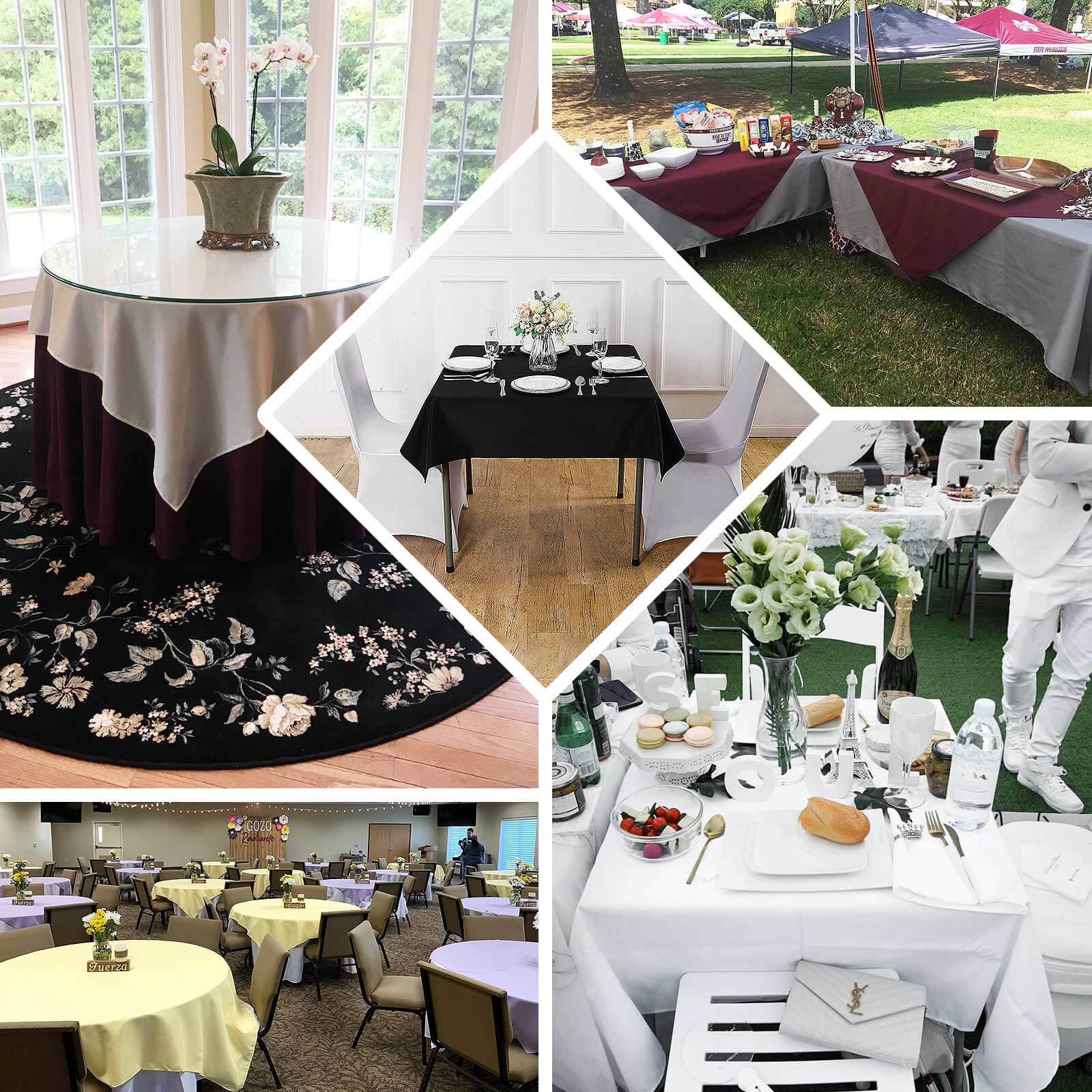 Premium Polyester 70x70 Table Overlay Square Tablecloth Pink 220GSM Wrinkle-Resistant Table Cover
