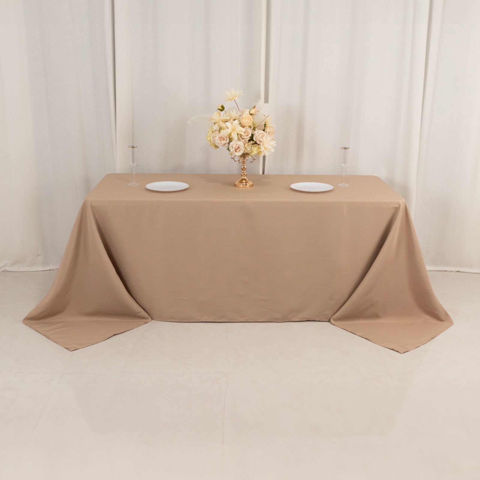 Premium Polyester 90x132 Rectangle Tablecloth Nude - Seamless 220GSM Stain-Resistant Table Cover