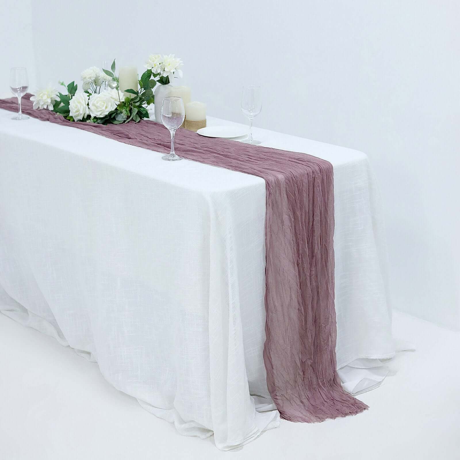 Gauze Cheesecloth 10ft Table Runner Violet Amethyst - Rustic Boho Style