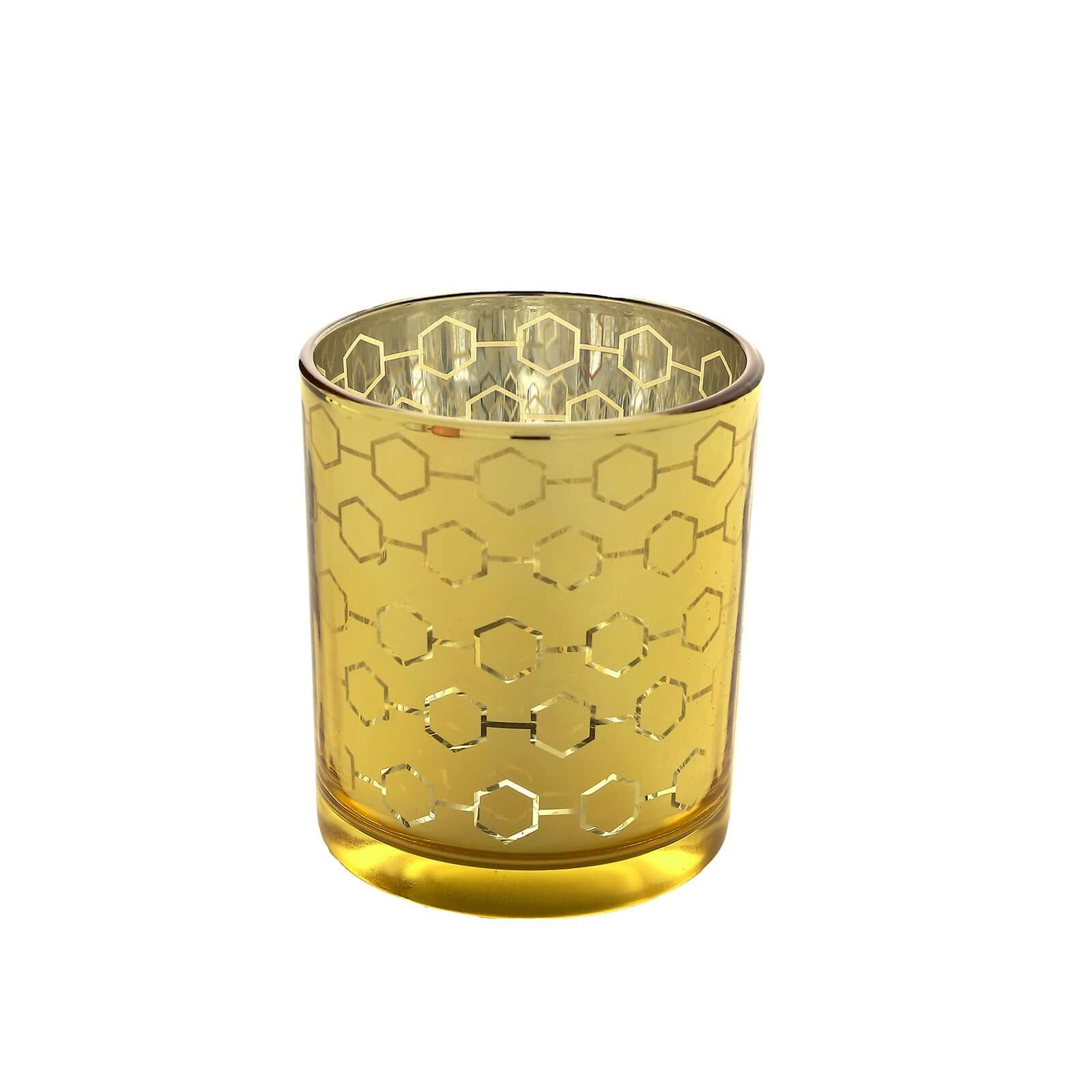 6-Pack Mercury Glass Candle Holders Gold with Honeycomb Design - Votive Candle Containers 3