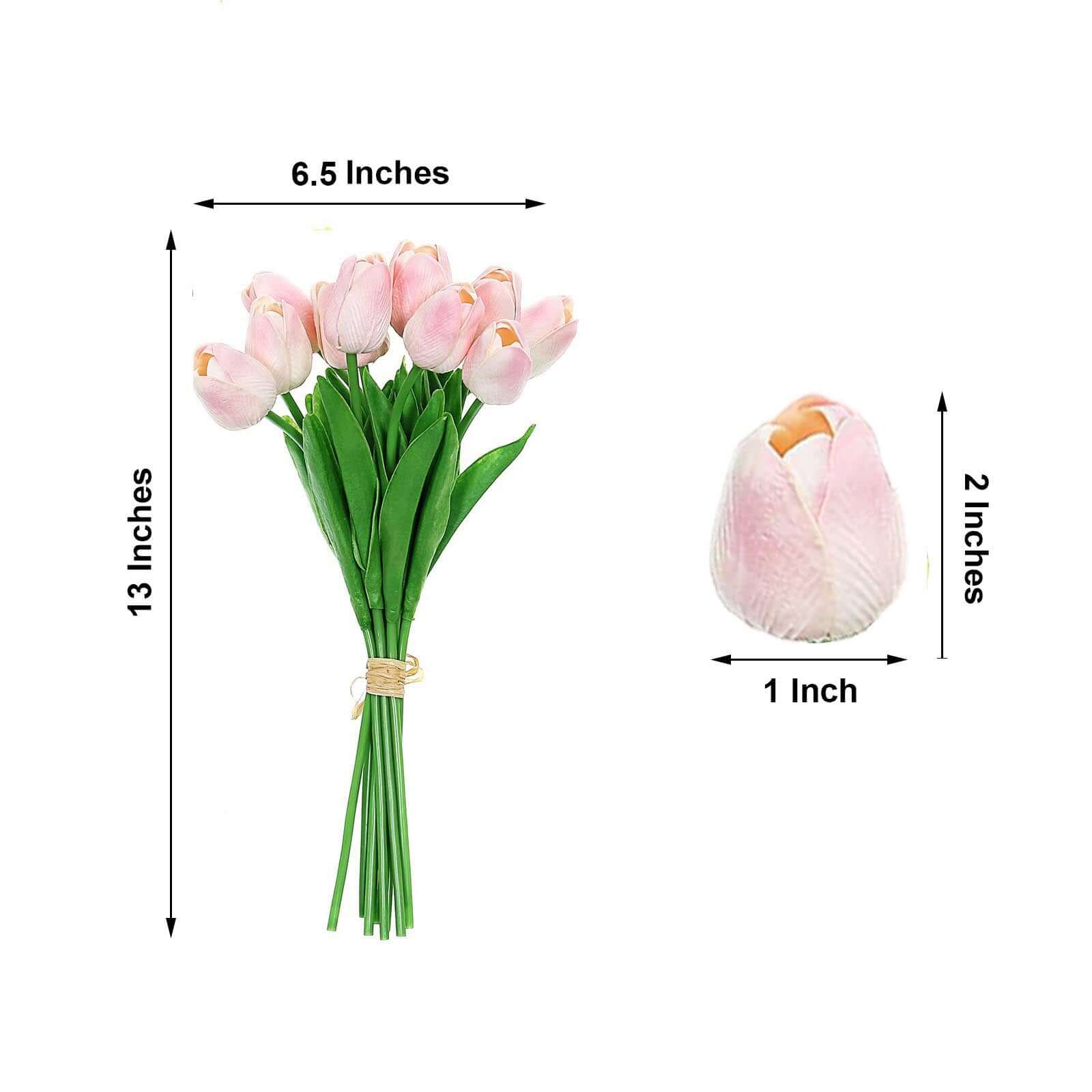 10 Stems 13 Blush Artificial Foam Tulip Flower Bouquets