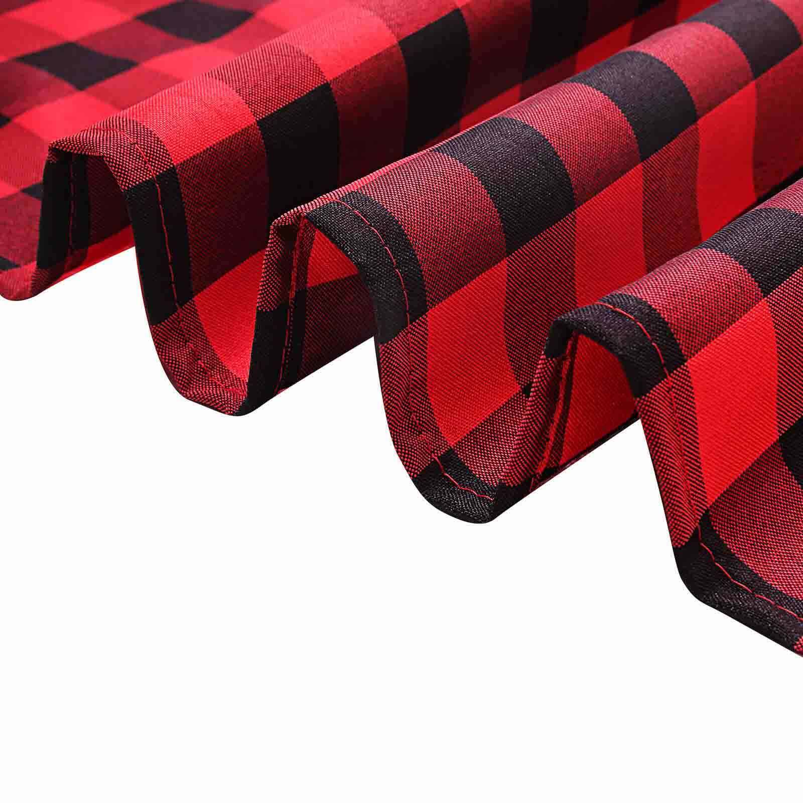 108 Black Red Buffalo Plaid Round Tablecloth, Checkered Gingham Polyester Tablecloth