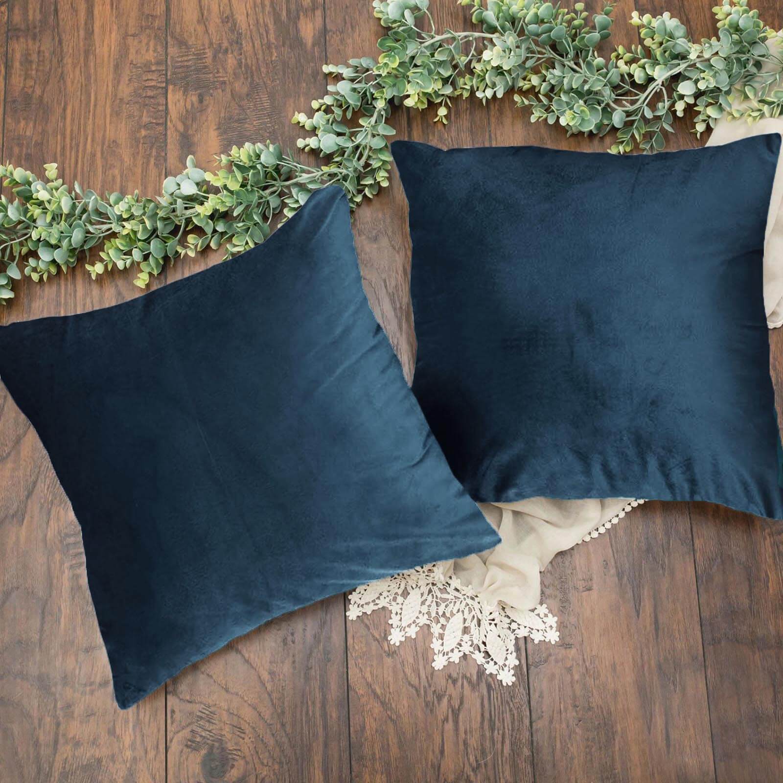 2 Pack 18 Navy Blue Soft Velvet Square Throw Pillow Cover