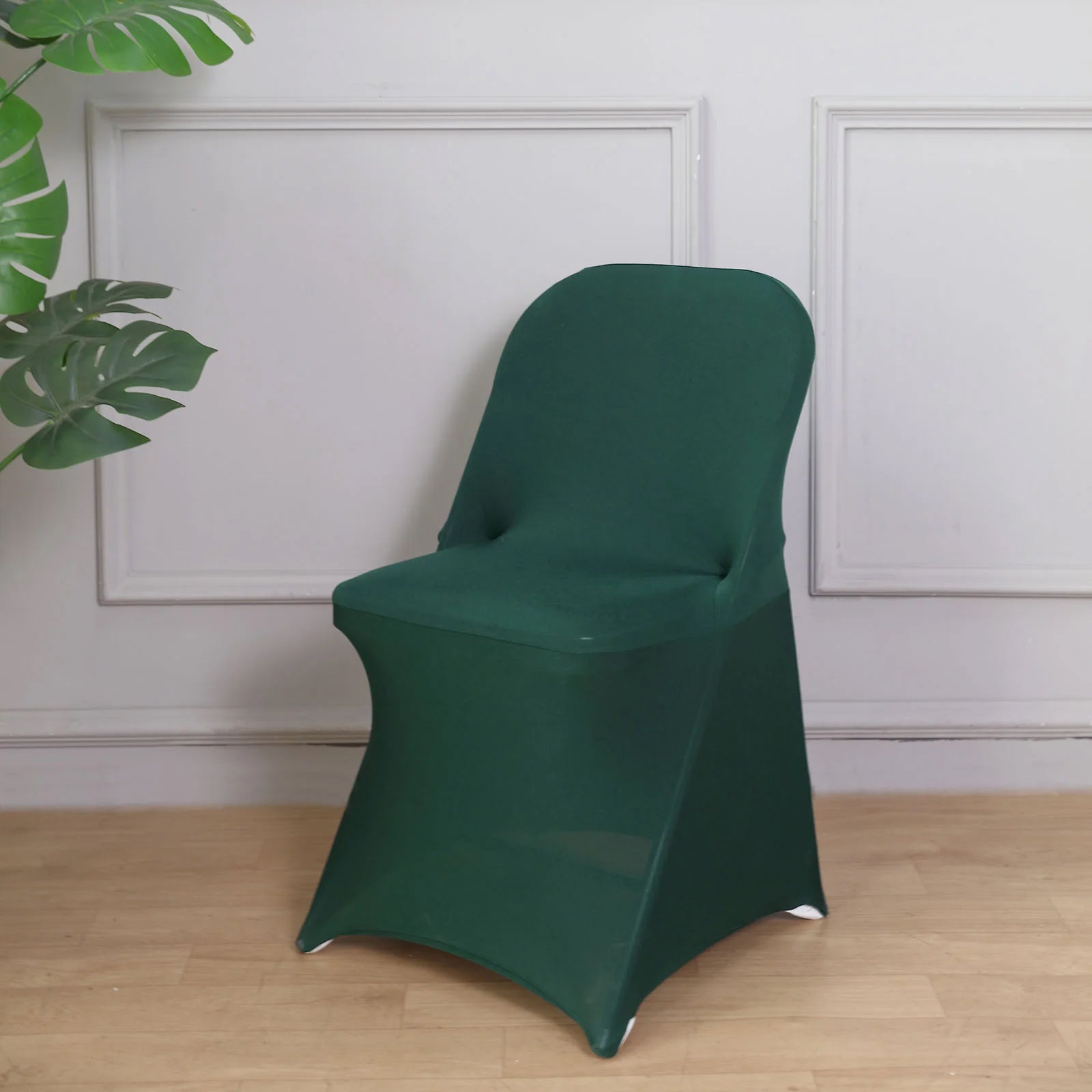 10 Pack Stretch Spandex Chair Covers Hunter Emerald Green for Folding Chairs - Durable 160GSM Fitted Slipcovers