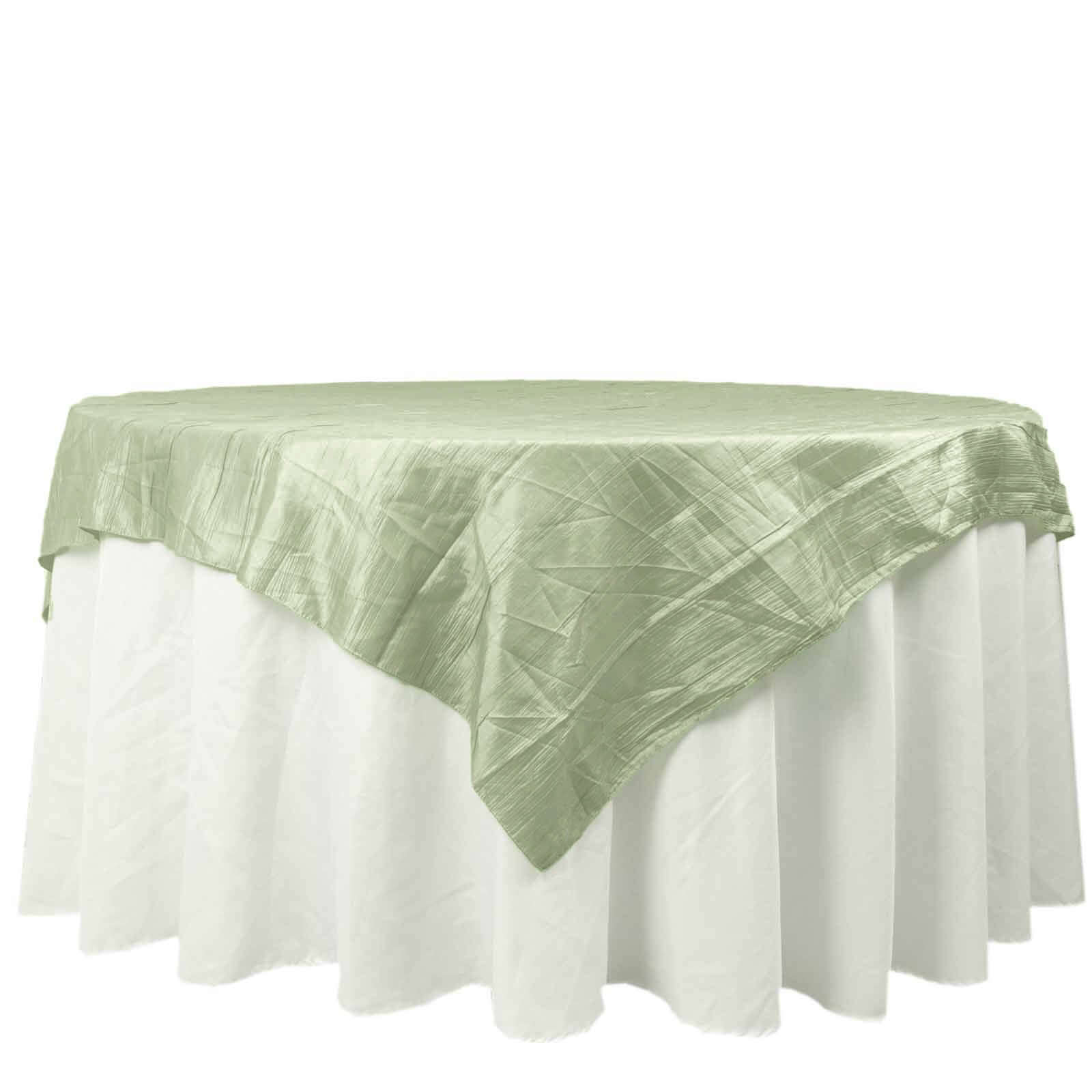 Taffeta 72x72 Table Overlay Square Tablecloth Sage Green - Accordion Crinkle Table Cover