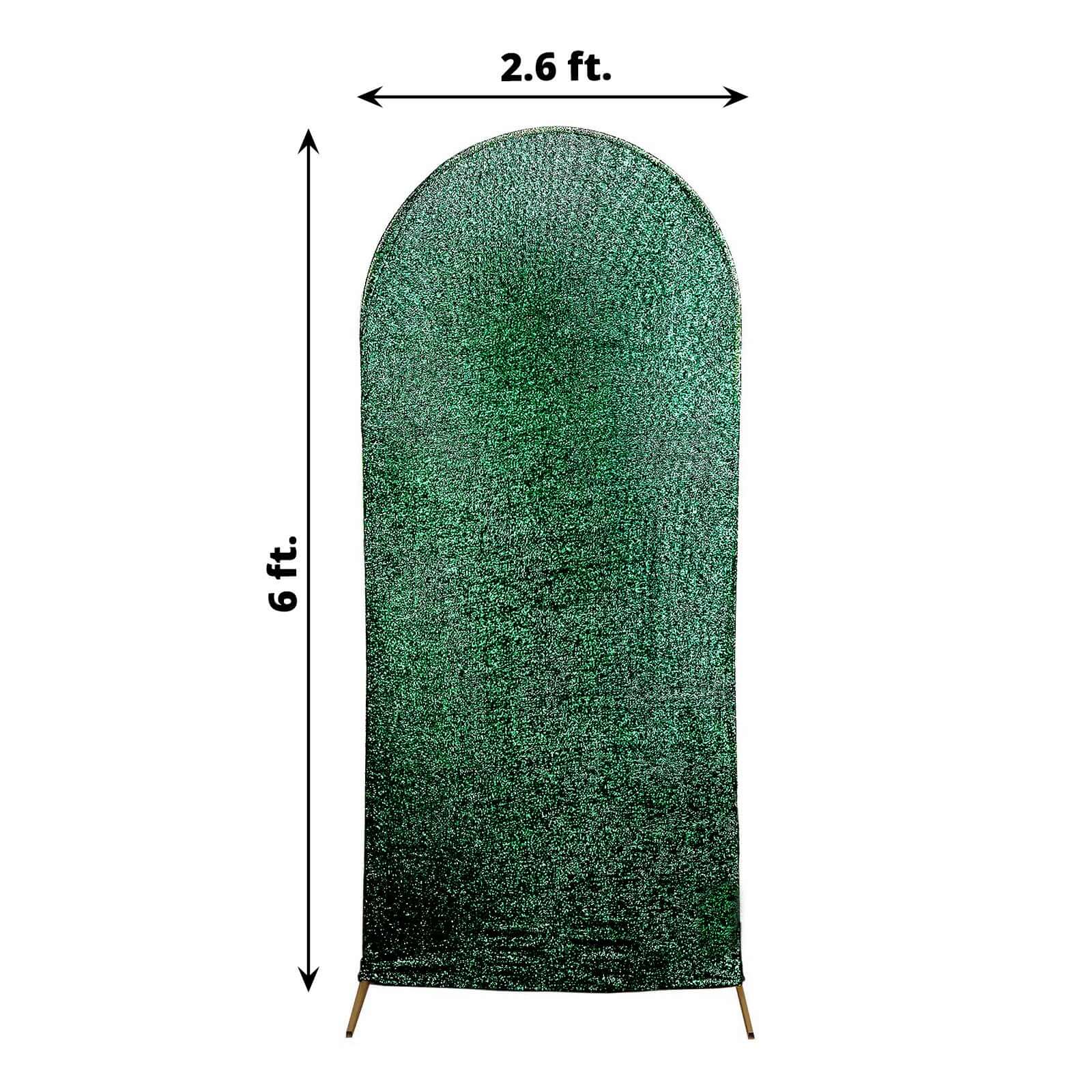 6ft Hunter Emerald Green Shimmer Tinsel Spandex Chiara Backdrop Stand Cover For Fitted Round Top Wedding Arch