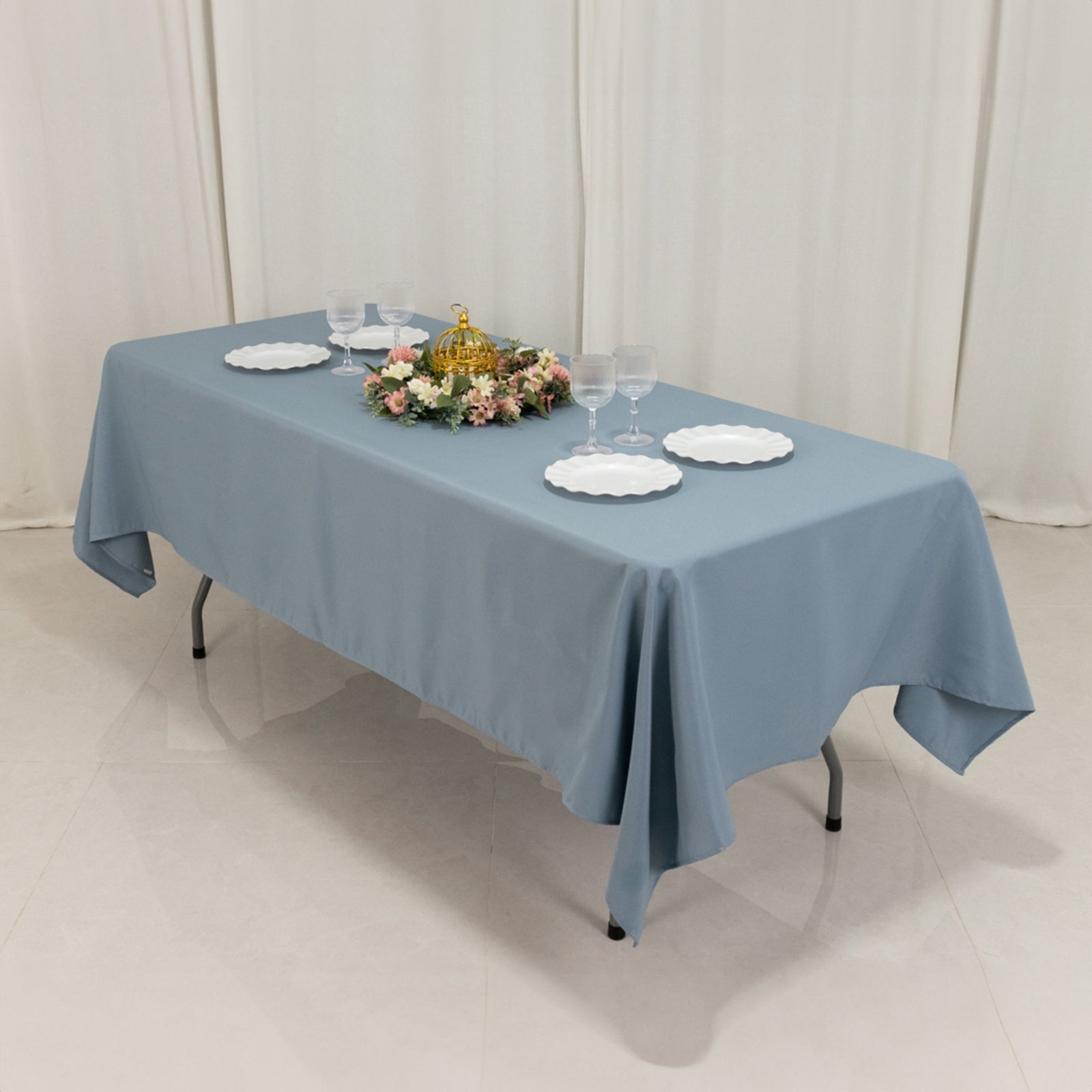 Premium Polyester 60x102 Rectangle Tablecloth Dusty Blue - Durable 220GSM Wrinkle-Resistant Table Cover