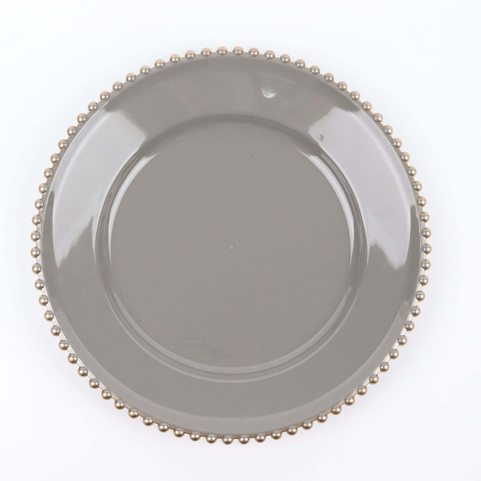 6-Pack Acrylic Round Charger Plates 13 in Charcoal Gray with Gold Beaded Rim, Decorative Dinner Party Charger Tableware