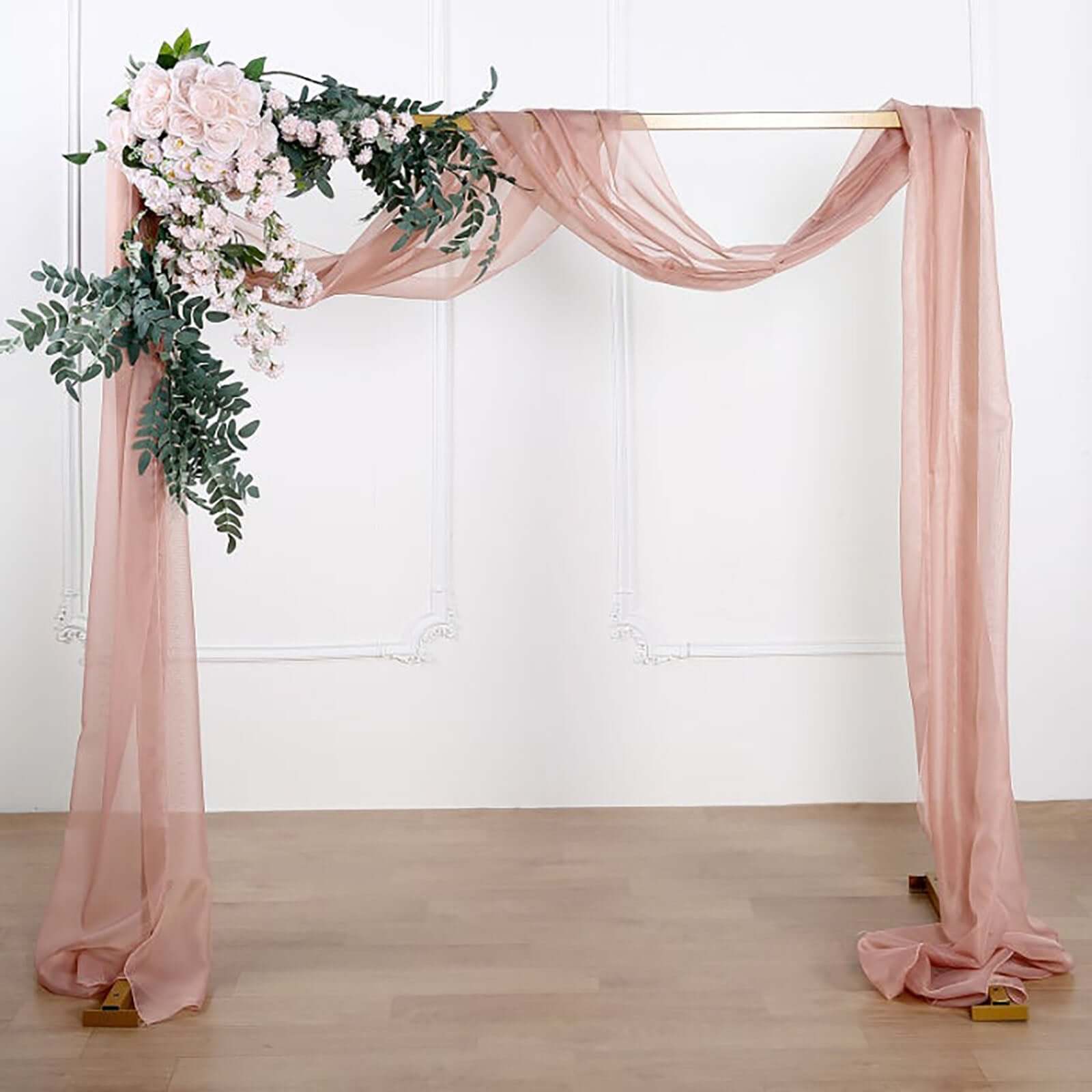 18ft Dusty Rose Sheer Organza Wedding Arch Drapery Fabric, Window Scarf Valance