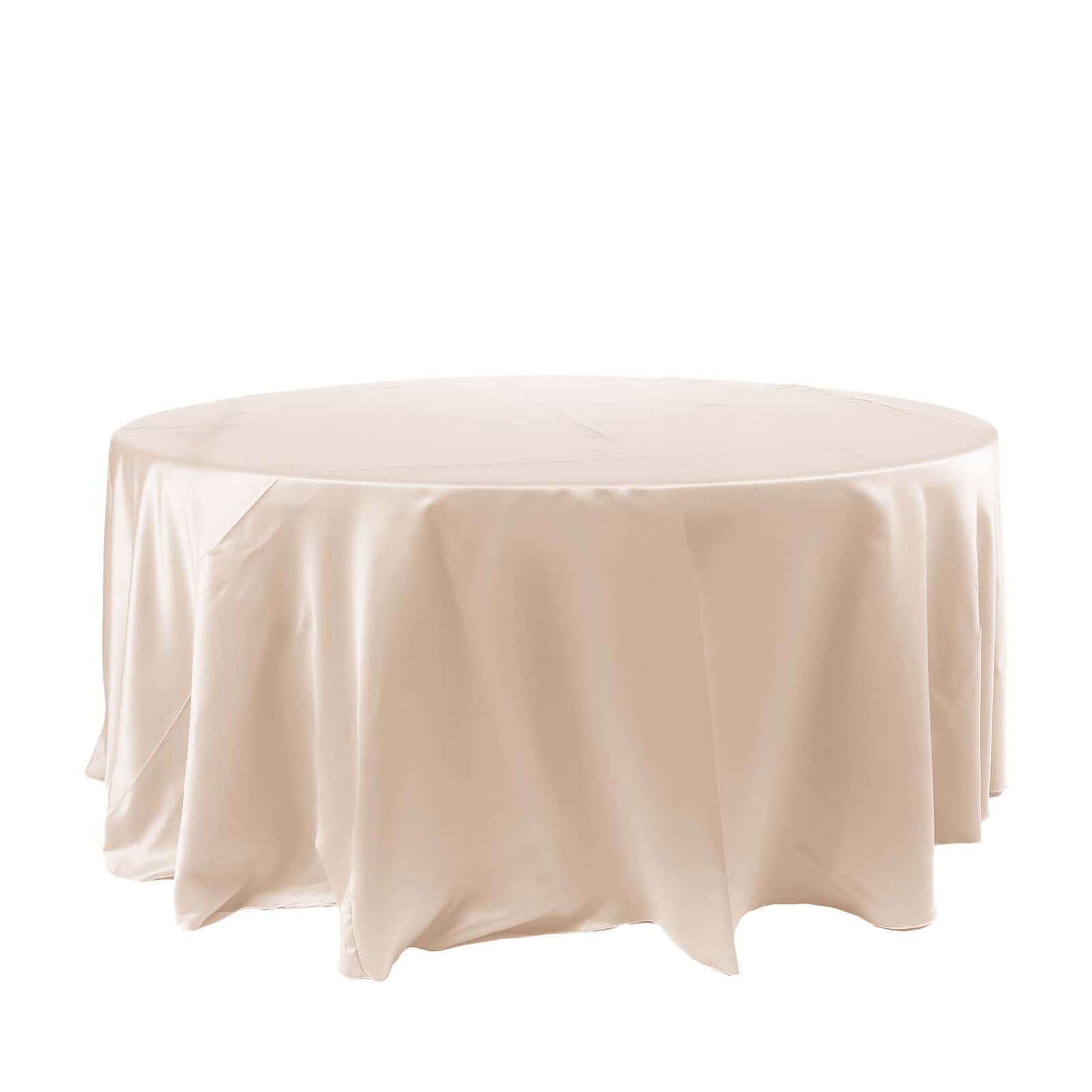 Satin 120 Round Tablecloth Beige - Stylish Seamless Table Cover