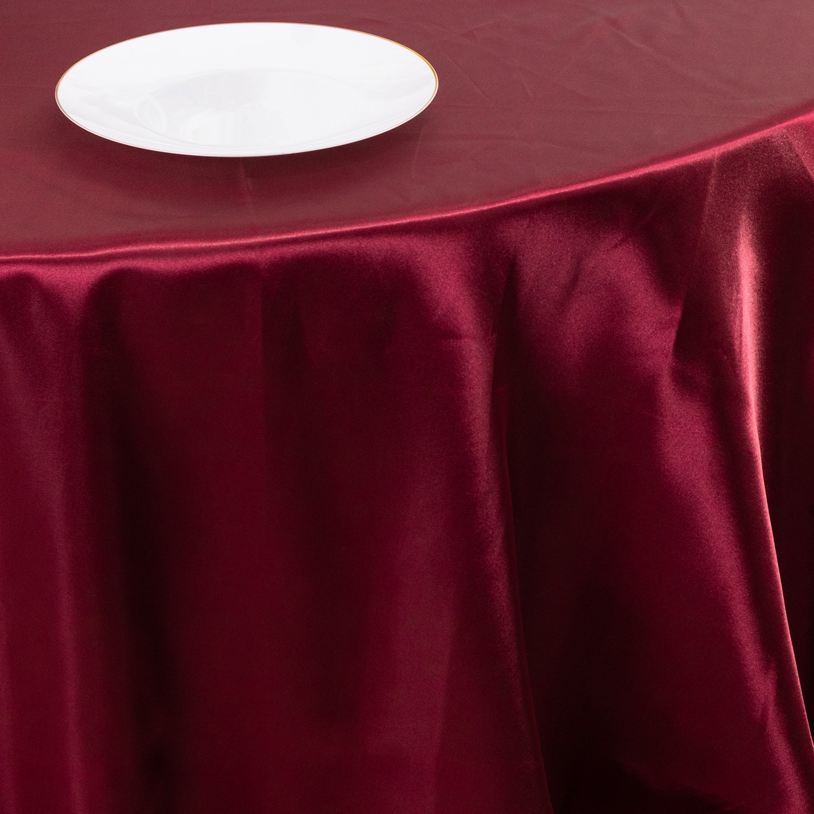 Satin 132 Round Tablecloth Burgundy - Stylish Seamless Table Cover