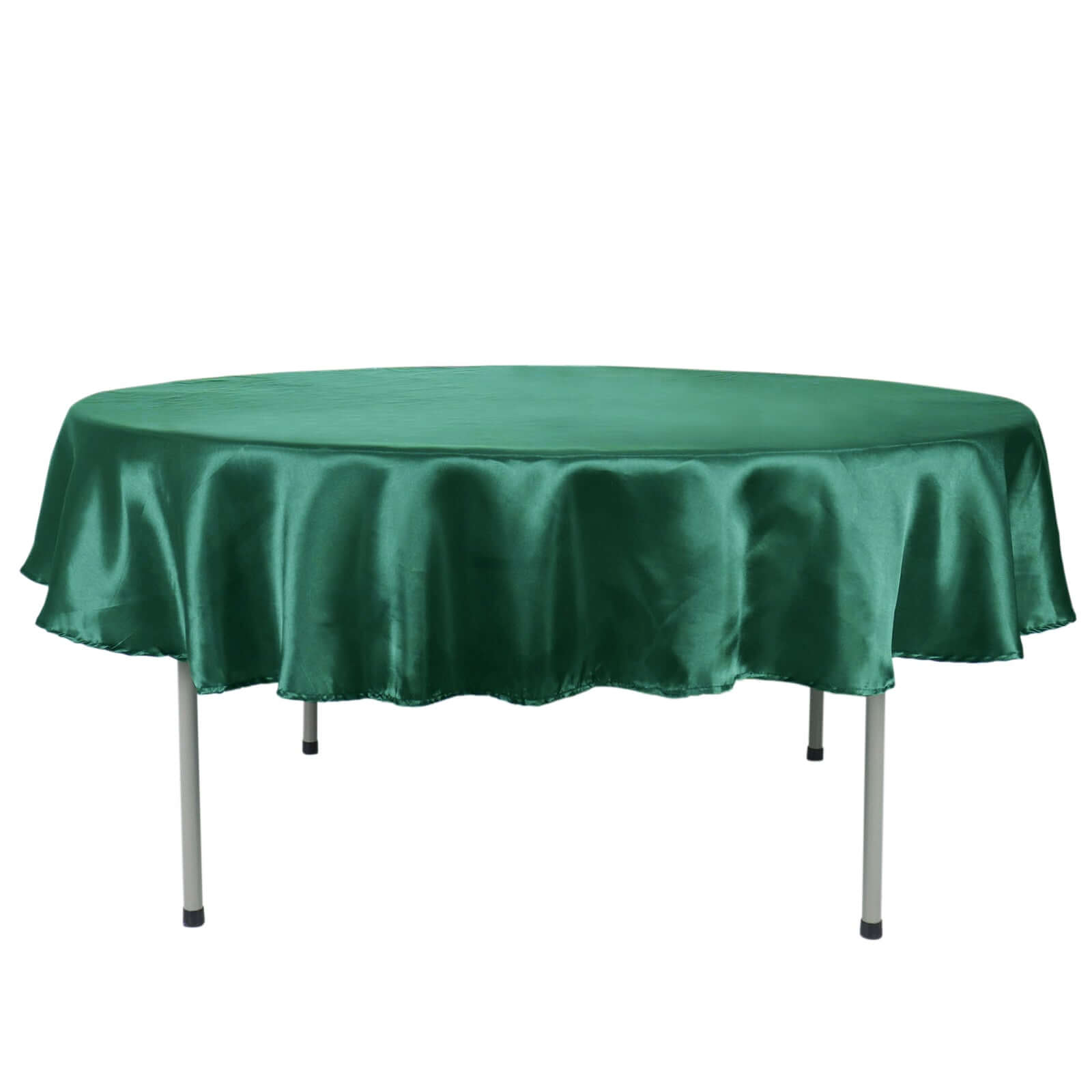 Satin 90 Round Tablecloth Hunter Emerald Green - Smooth and Lustrous Table Cover