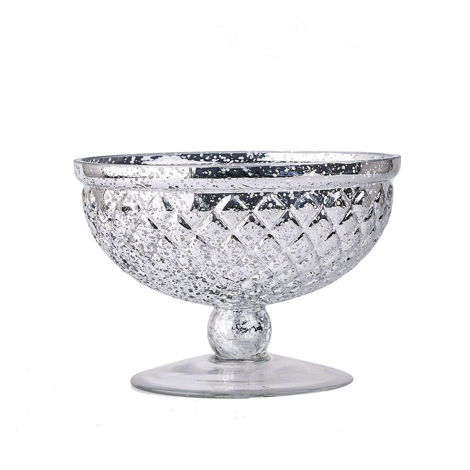 Mercury Glass Pedestal Bowl Vase Compote Style Silver - Sophisticated Floral Table Decor for Events 8