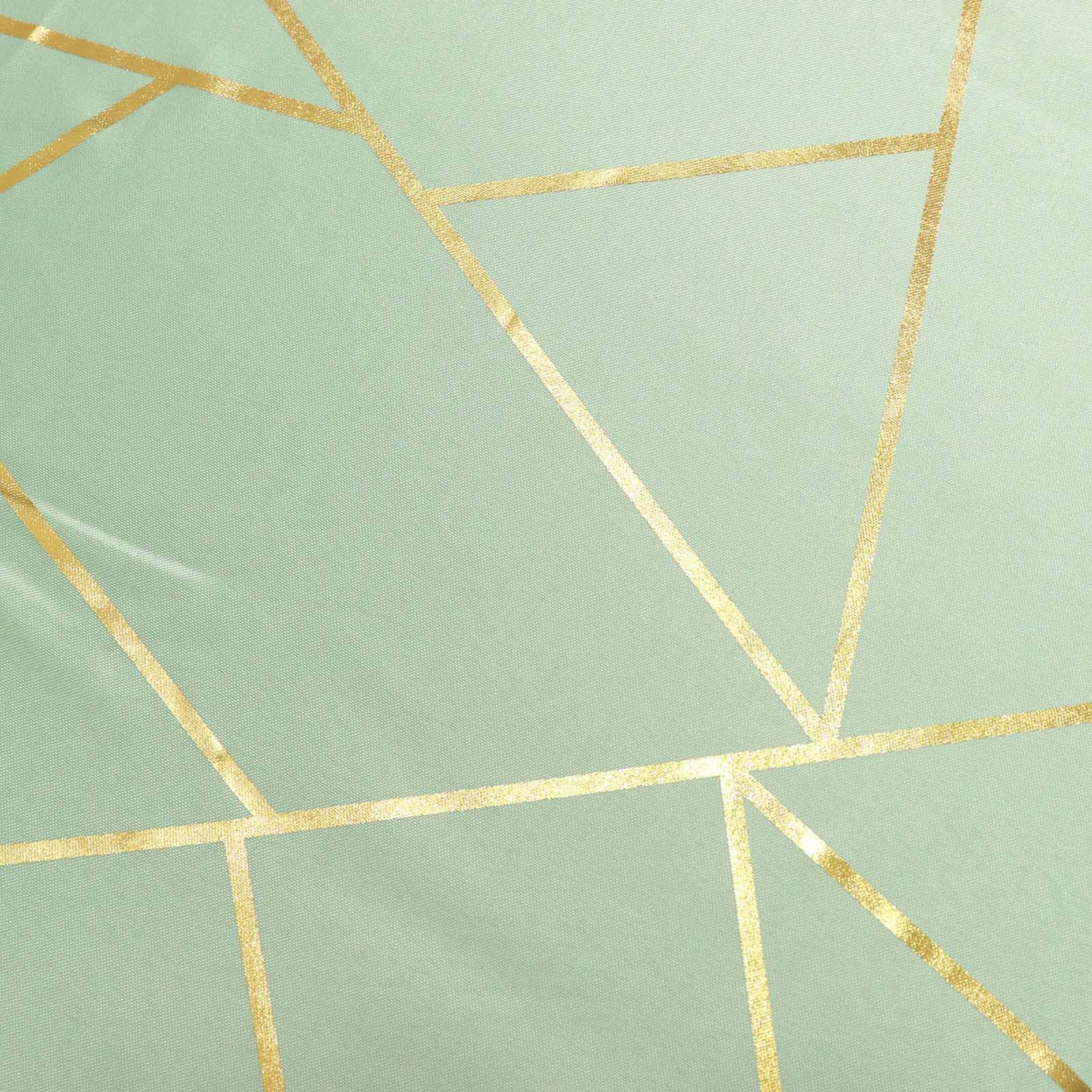 Polyester 90x156 Rectangle Tablecloth Sage Green Seamless with Gold Foil Geometric Pattern - Wrinkle-Resistant Seamless Table Cover for Sophisticated Events