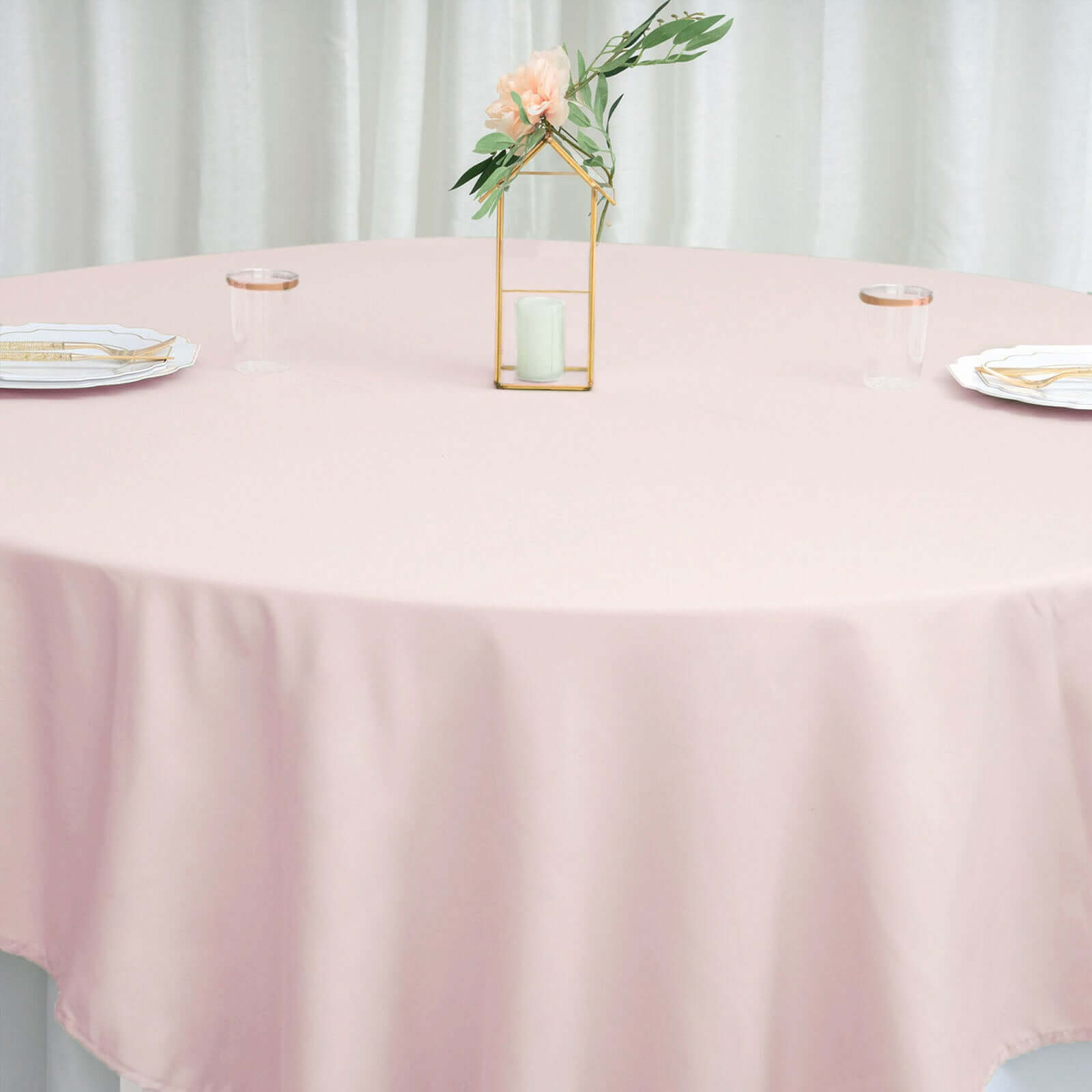 Polyester 90x90 Table Overlay Square Tablecloth Blush - Wrinkle-Resistant & Durable Table Cover