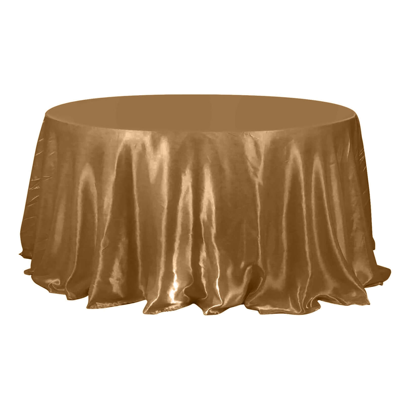 Satin 132 Round Tablecloth Gold - Stylish Seamless Table Cover for Weddings & Events