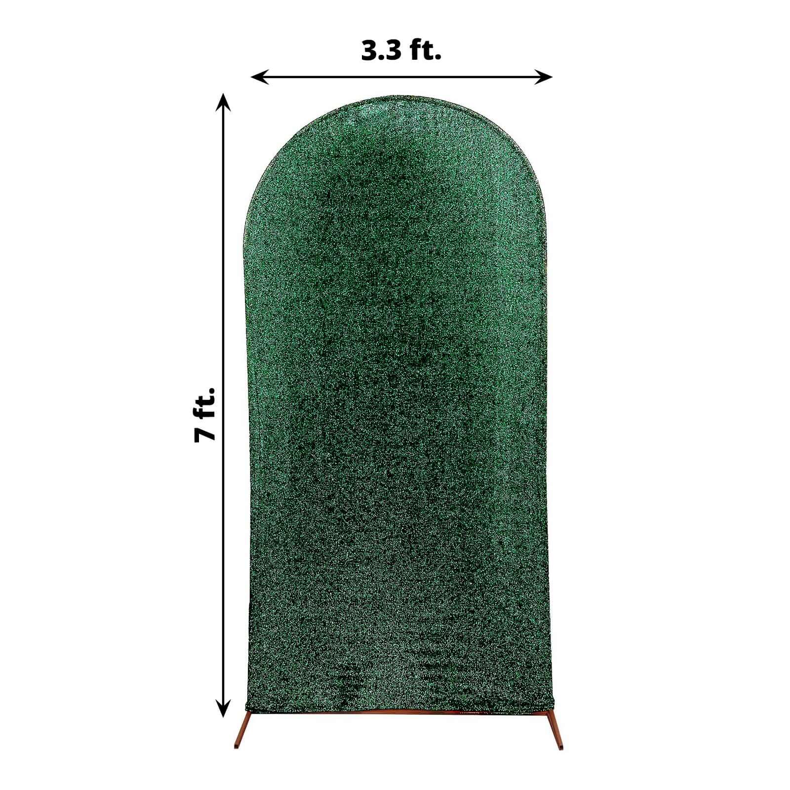 7ft Hunter Emerald Green Shimmer Tinsel Spandex Chiara Backdrop Stand Cover For Fitted Round Top Wedding Arch