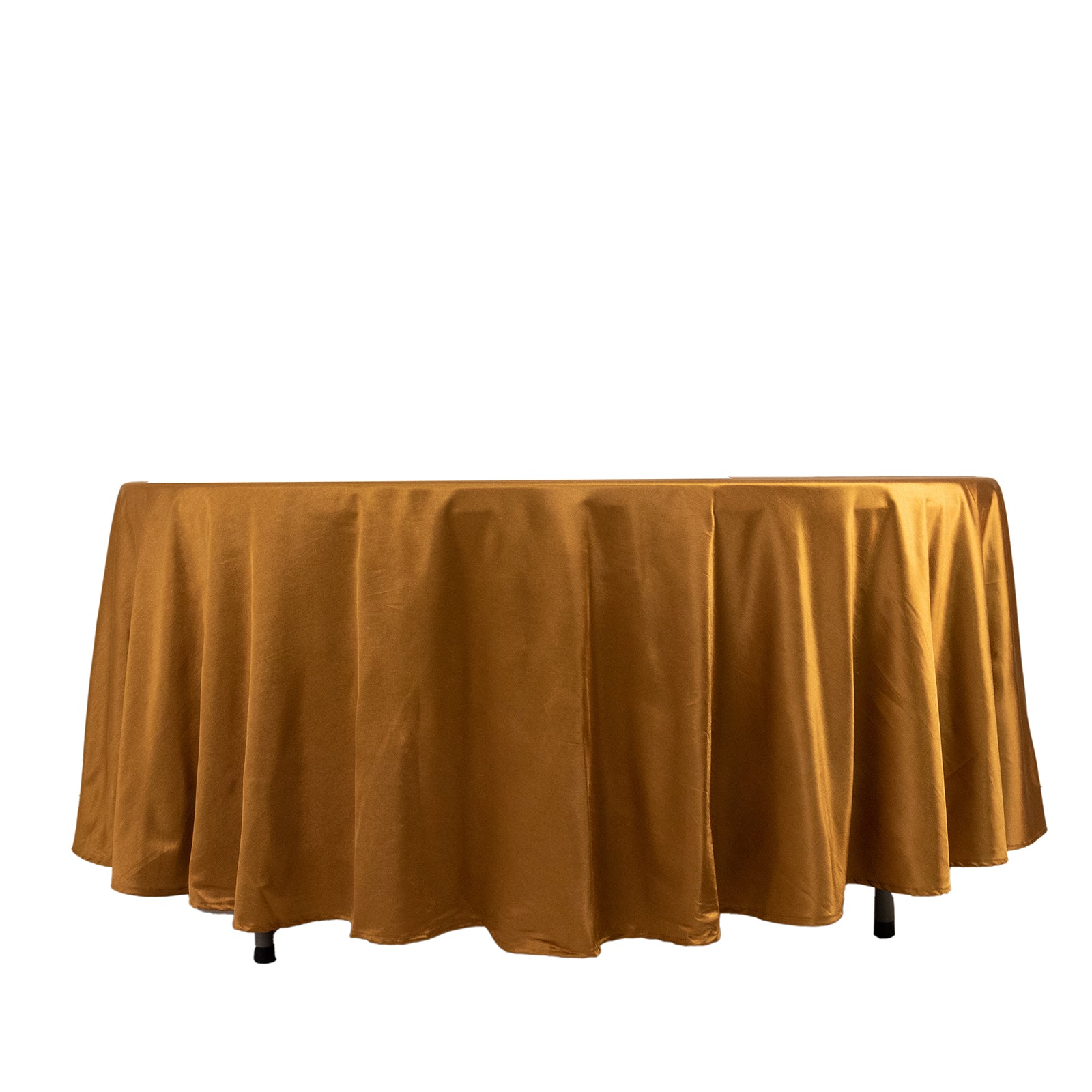 Premium Scuba Round 108 Tablecloth Shimmering Gold - Wrinkle Free & Stain Resistant Table Cover for Weddings and Parties