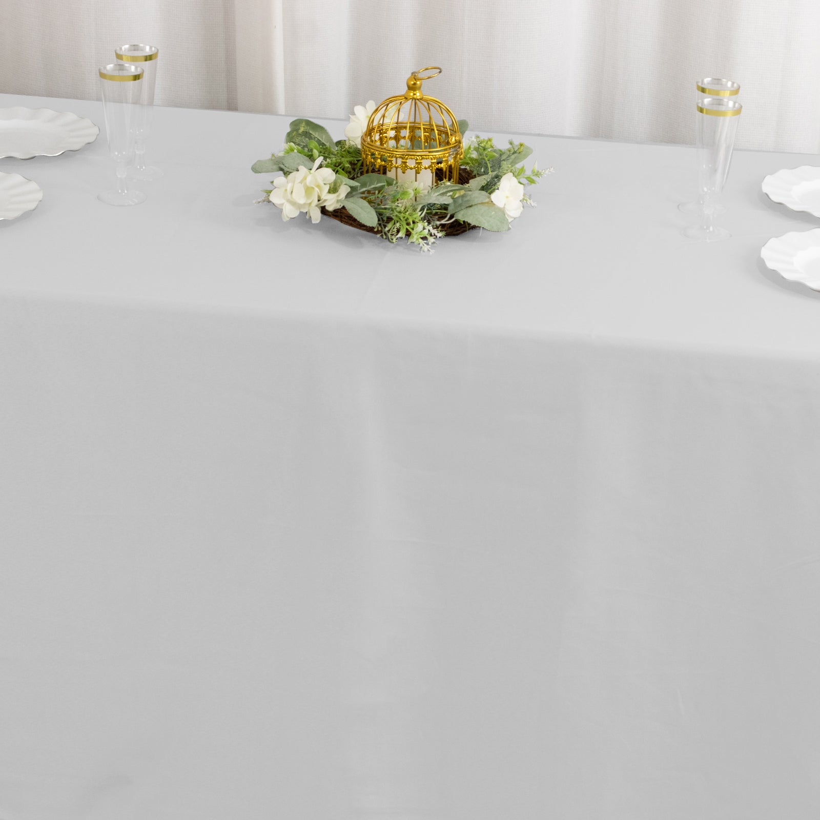 Premium Polyester 90x132 Rectangle Tablecloth Silver - Seamless 220GSM Stain-Resistant Table Cover