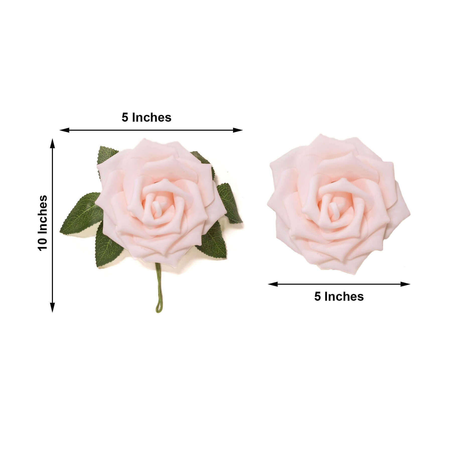 24 Roses 5 Blush Artificial Foam Flowers With Stem Wire and Leaves