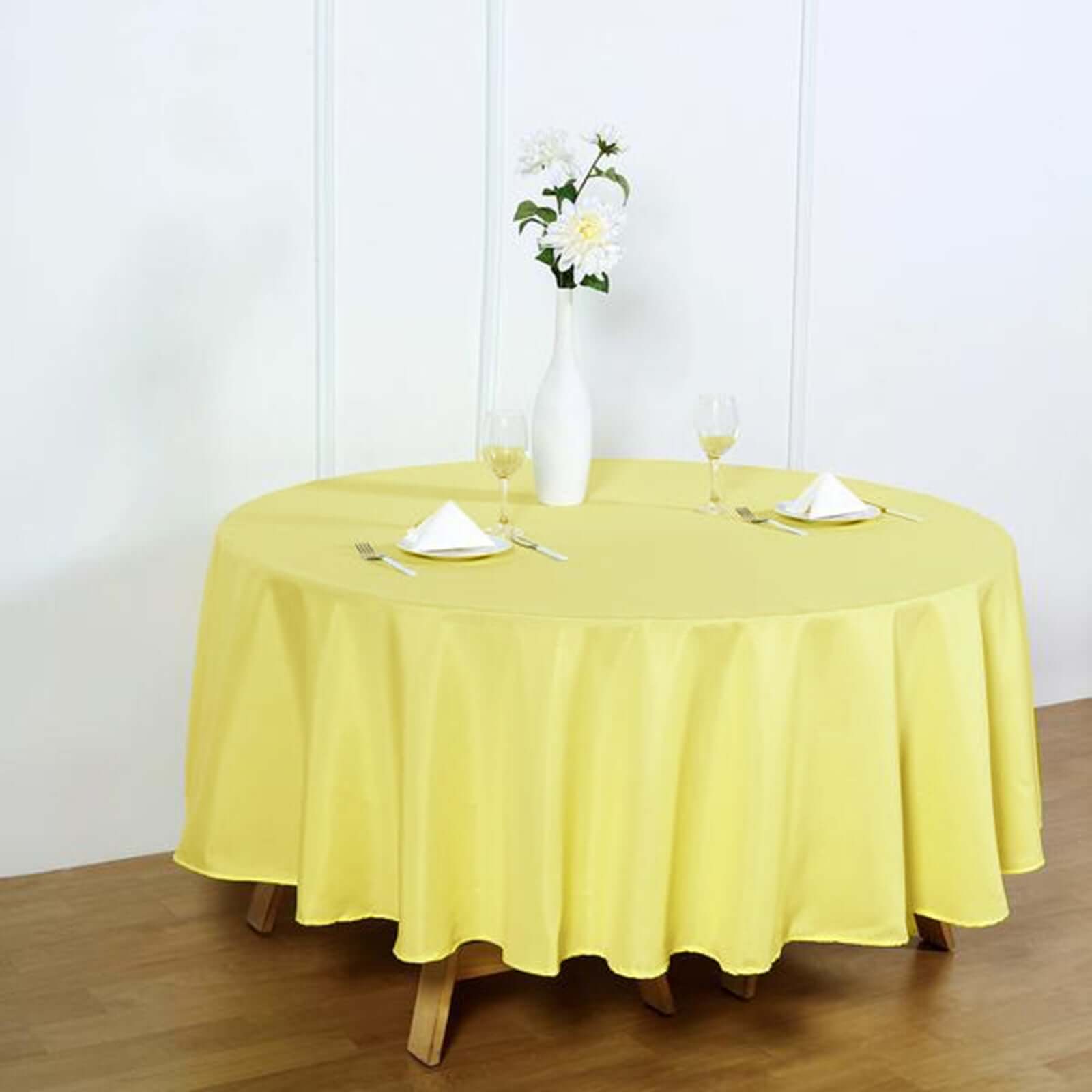 Polyester 90 Round Tablecloth Yellow - Stain & Wrinkle-Resistant Table Cover