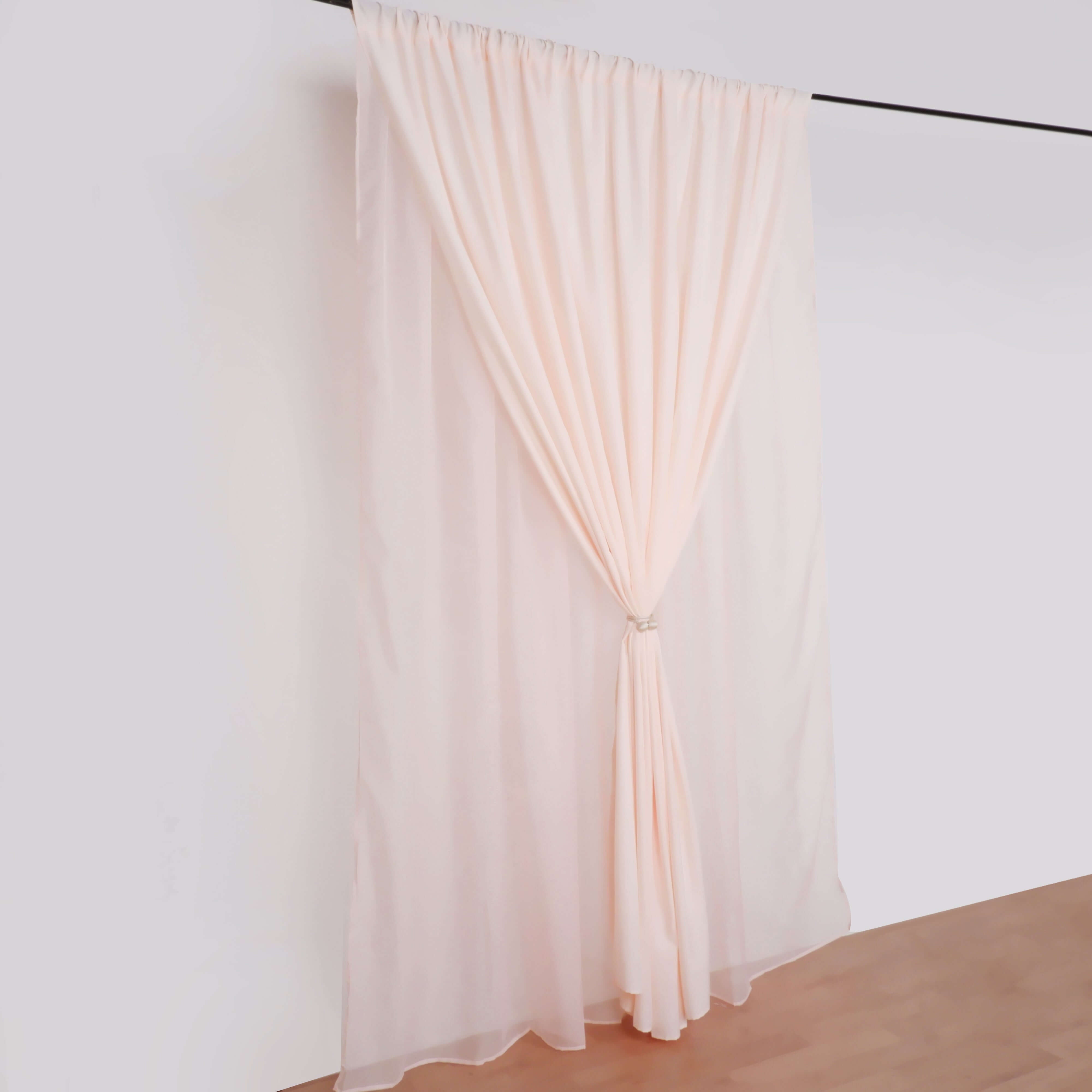 Blush Chiffon Polyester Event Curtain Drapes, Dual Layer Divider Backdrop Curtain Panels with Rod Pockets - 10ftx10ft