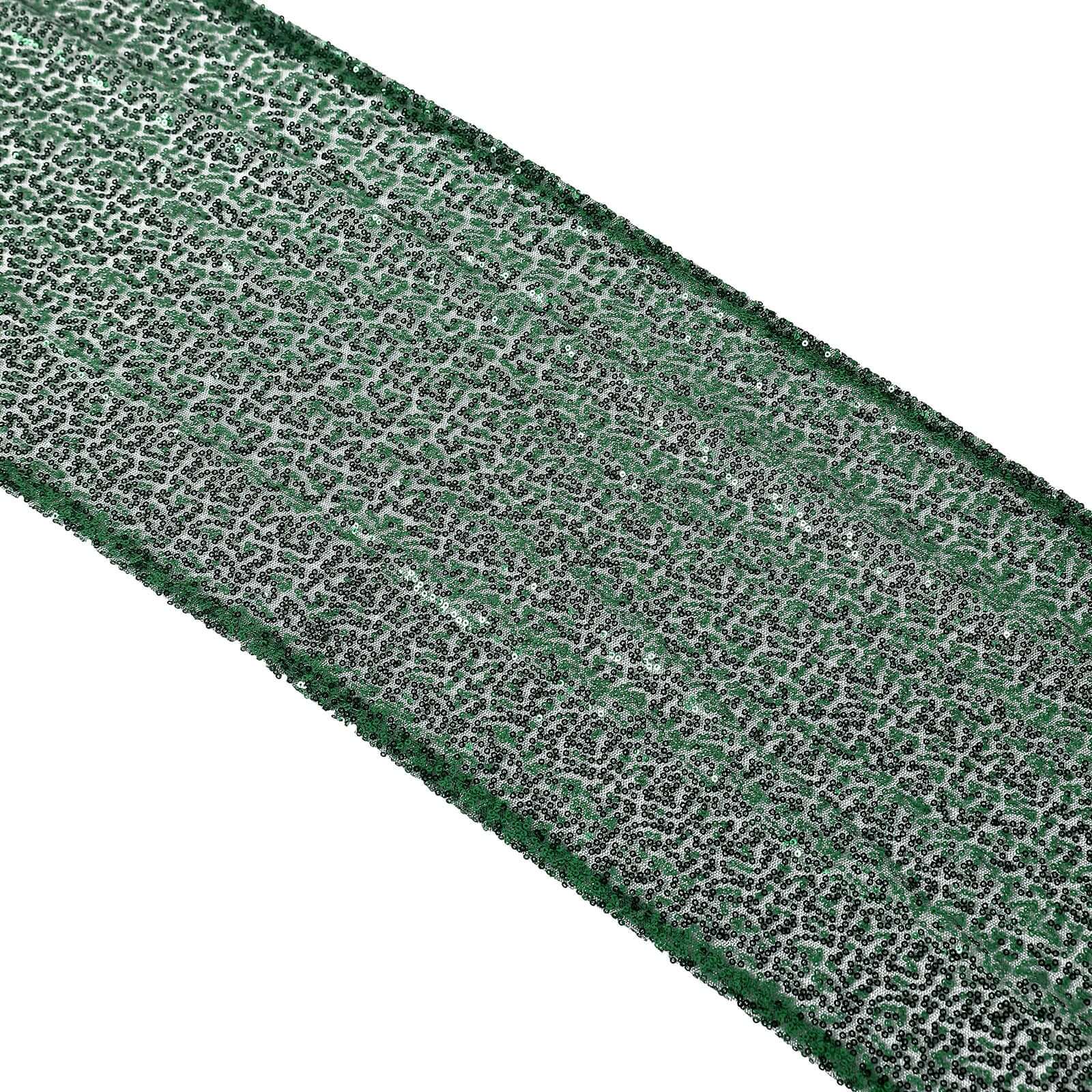 Sequin 12x108 Table Runner Hunter Emerald Green - Glittering Design