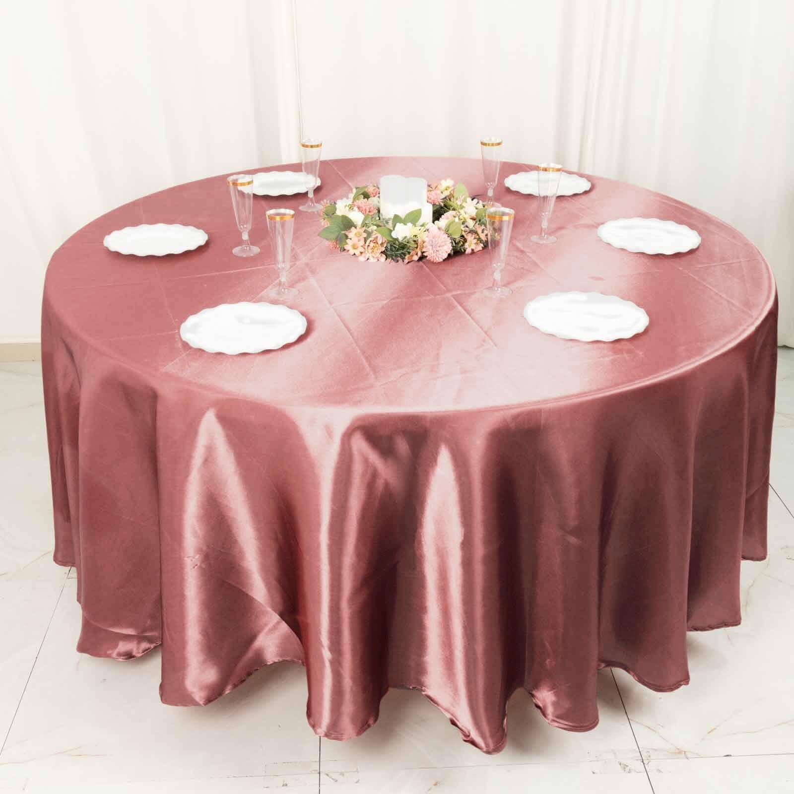 Satin 108 Round Tablecloth Cinnamon Rose - Smooth and Lustrous Table Cover