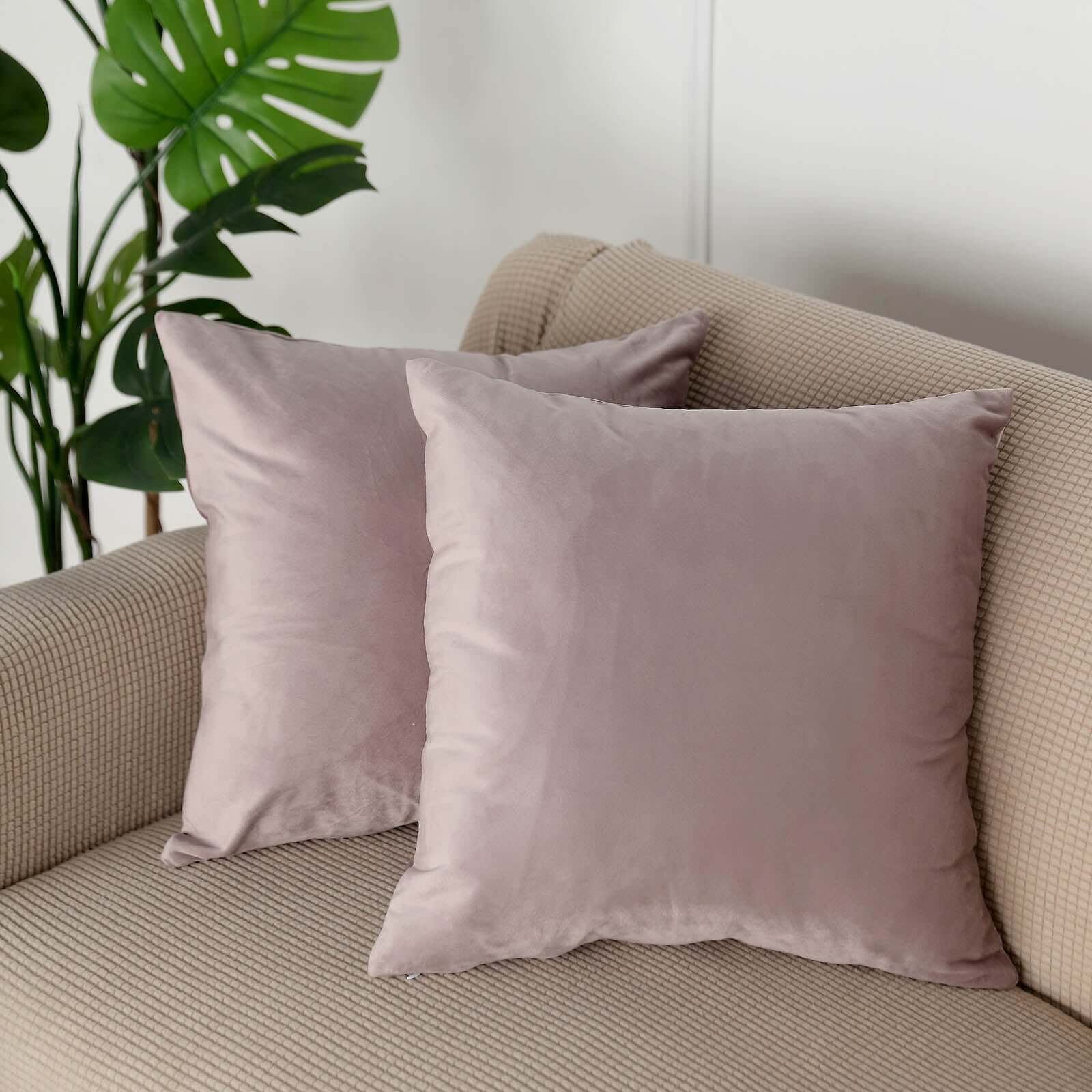 2 Pack 18 Mauve Soft Velvet Square Throw Pillow Cover