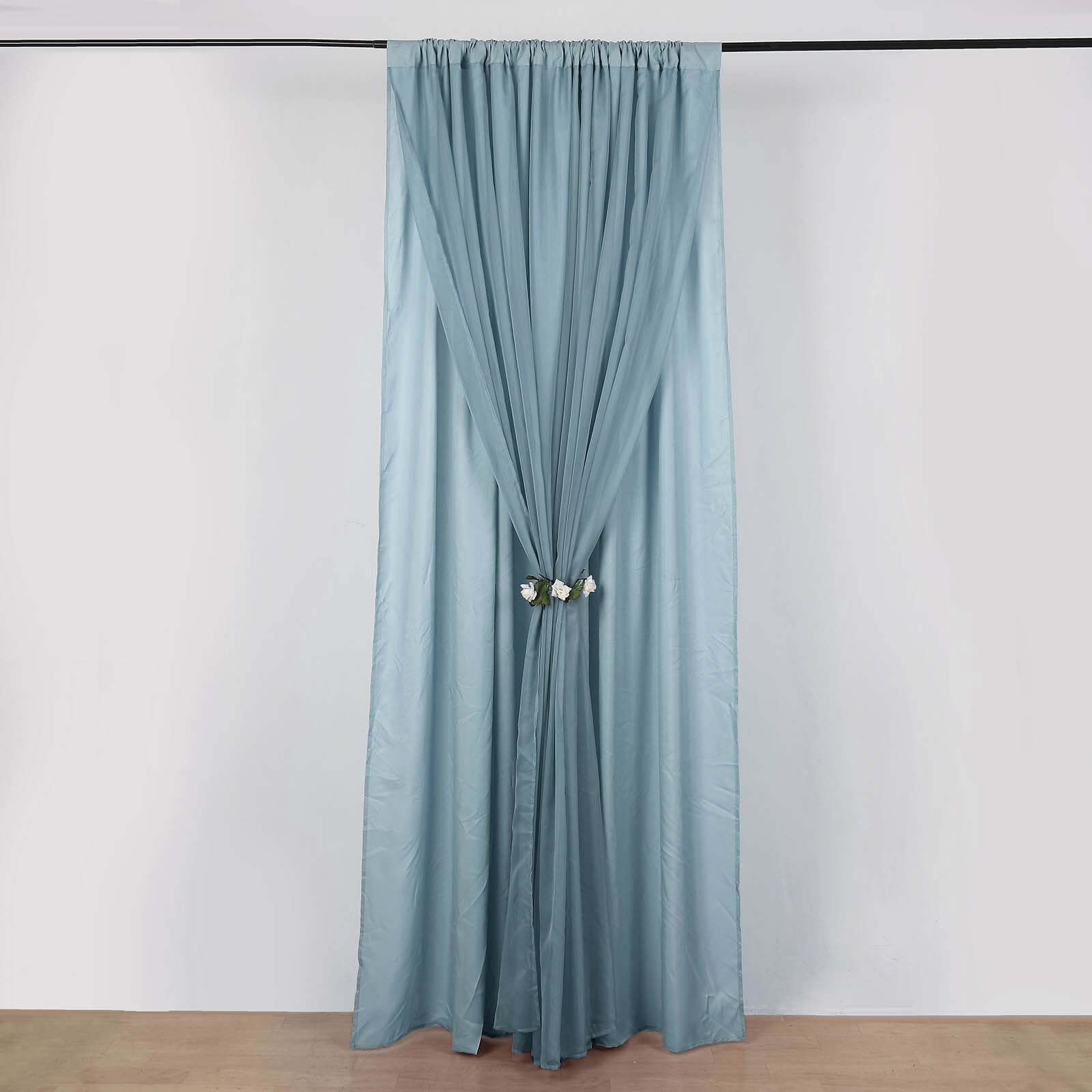 Dusty Blue Chiffon Polyester Event Curtain Drapes, Dual Layer Divider Backdrop Curtain Panels with Rod Pockets - 10ftx10ft