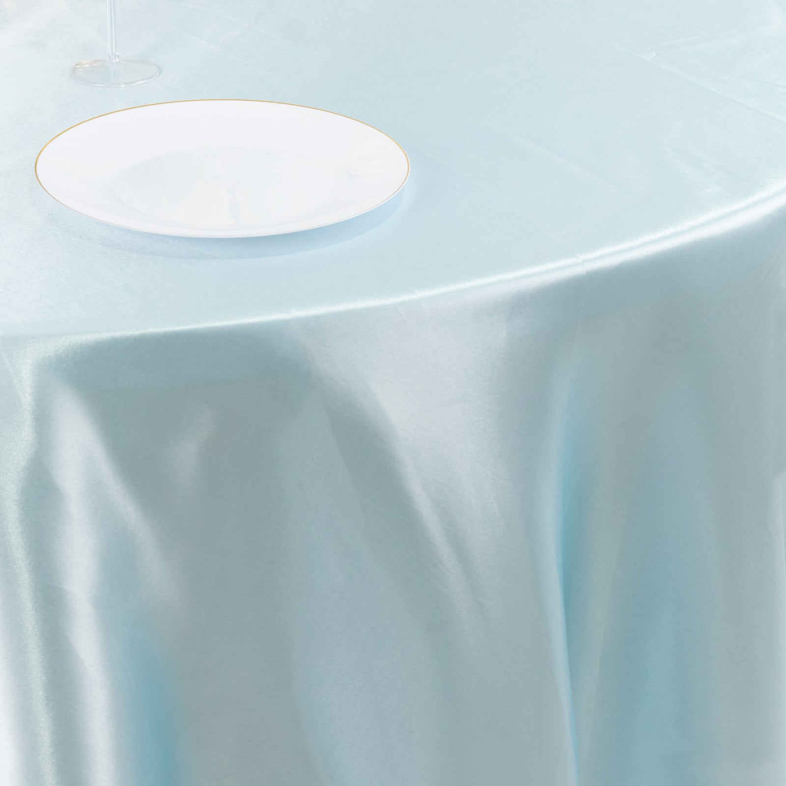 Satin 108 Round Tablecloth Light Blue - Smooth and Lustrous Table Cover