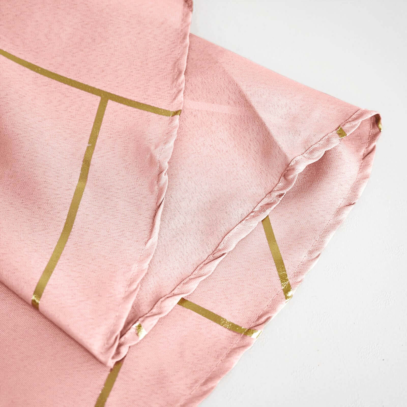 Polyester 54x54 Square Tablecloth Dusty Rose with Gold Foil Geometric Pattern - Wrinkle-Resistant & Durable Table Cover