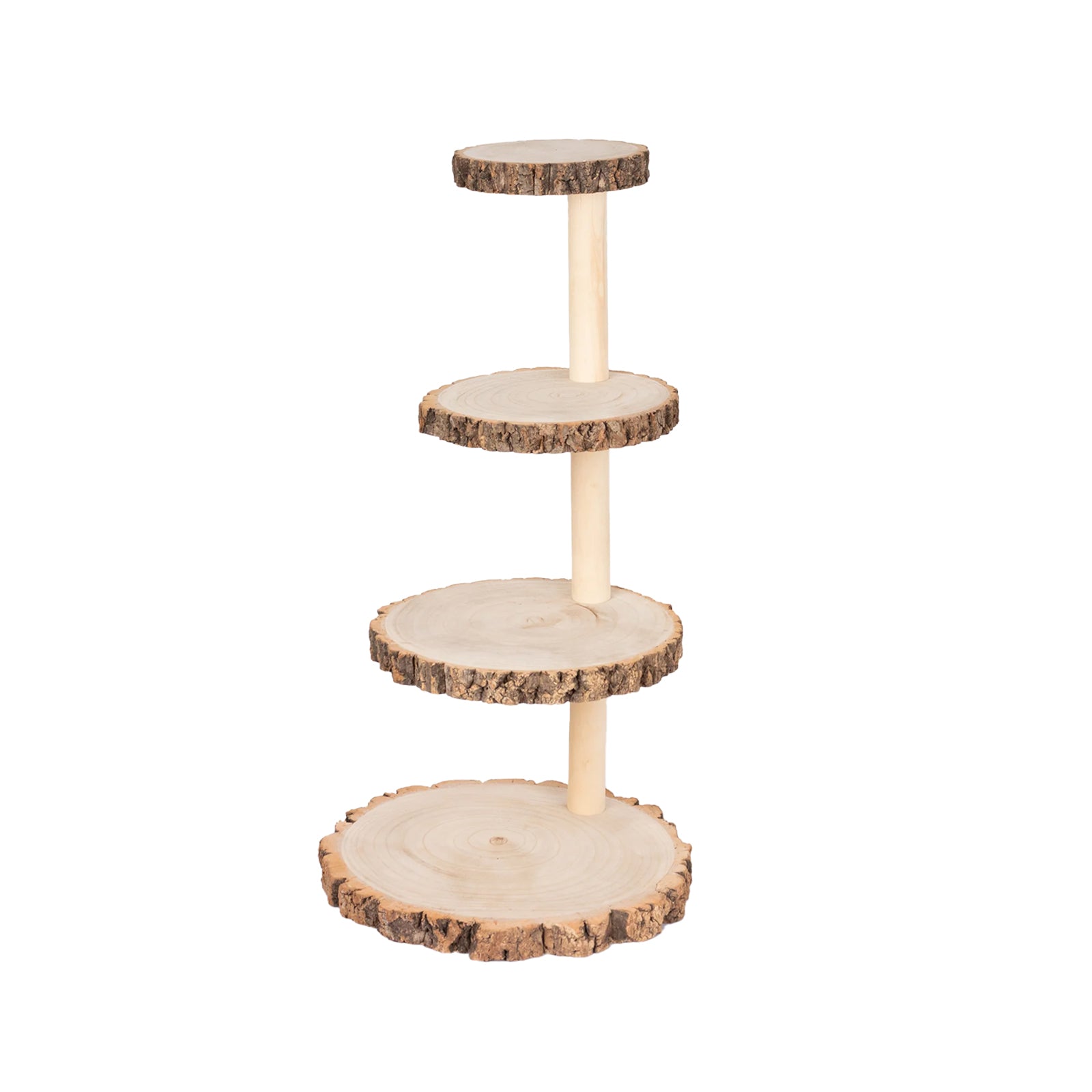 4-Tier Wooden Cupcake Tower Stand Rustic Natural Wood Slice Design - Farmhouse Style Dessert Display 29