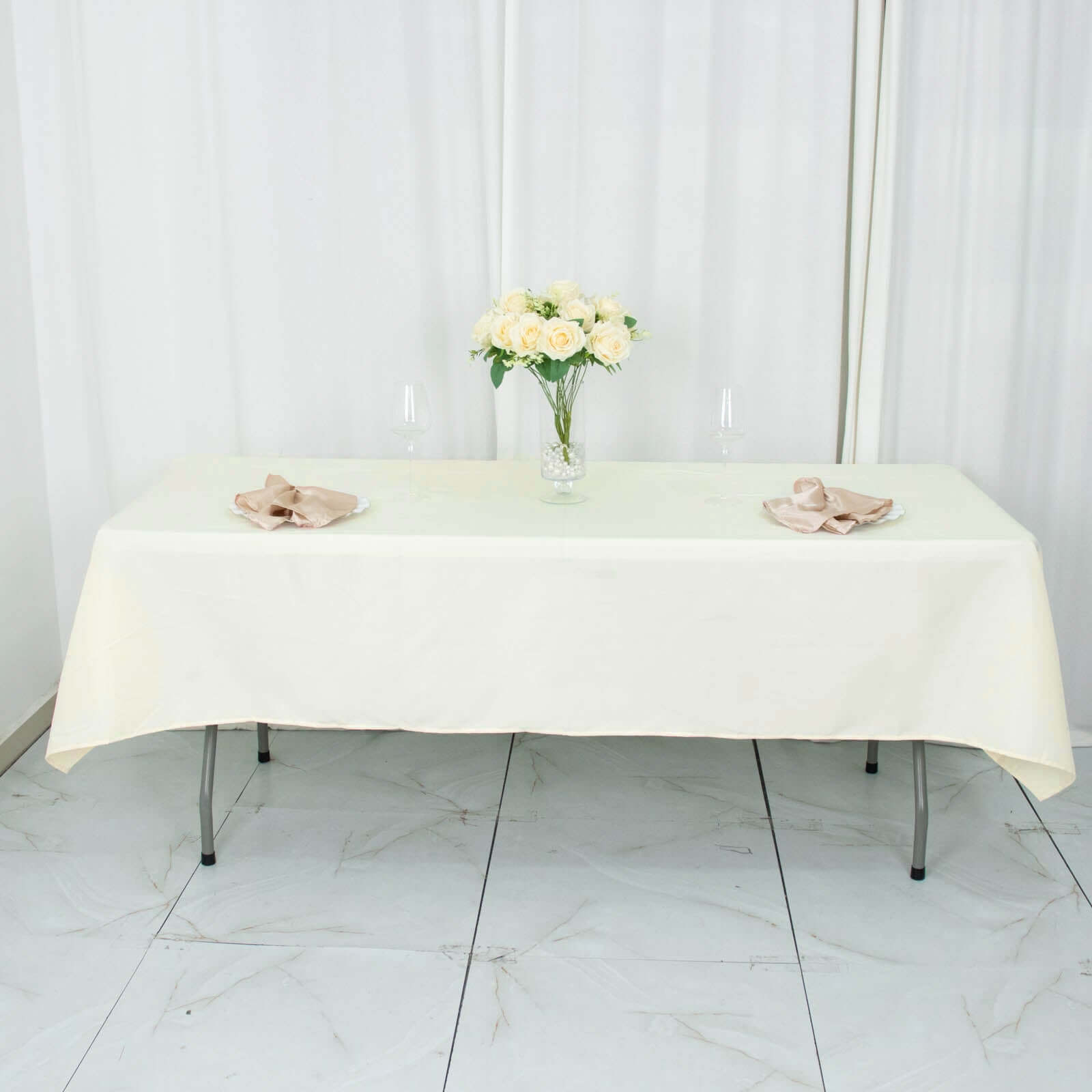 Premium Polyester 54x96 Rectangle Tablecloth Ivory - Durable 220GSM Stain-Resistant Fabric Table Cover