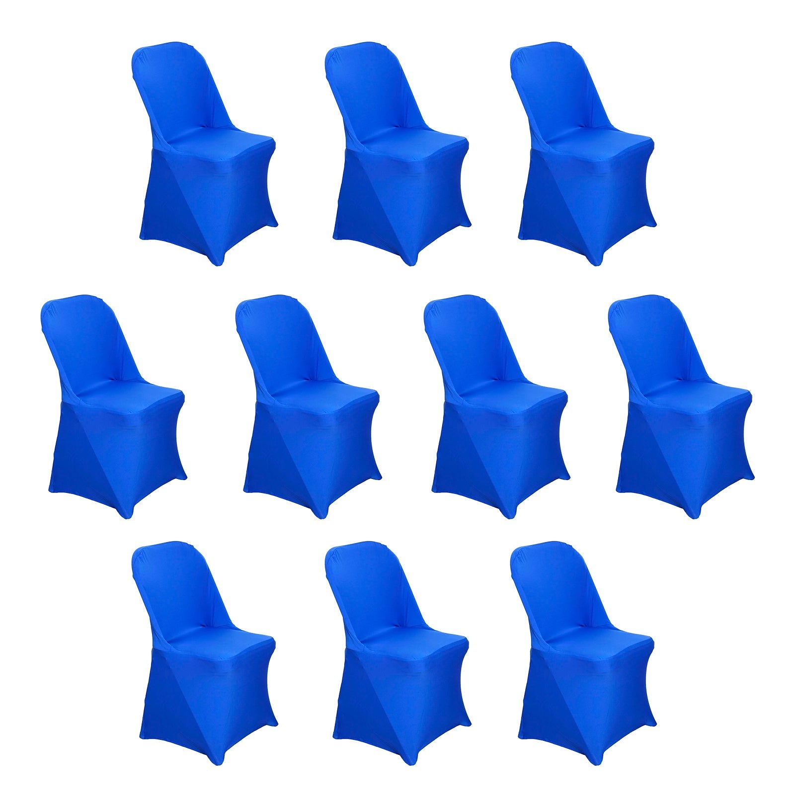 10 Pack Stretch Spandex Chair Covers Royal Blue for Folding Chairs - Durable 160GSM Fitted Slipcovers